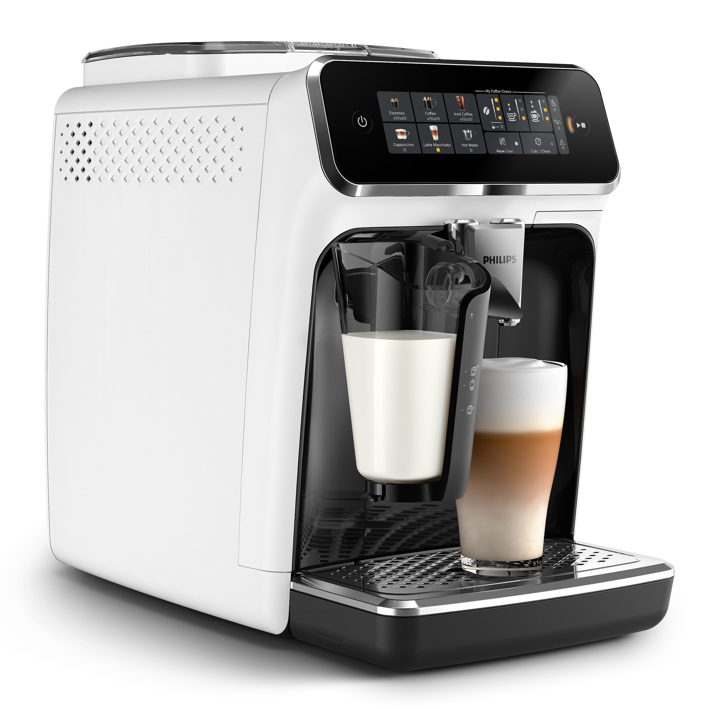 Philips Kaffeevollautomat »EP3343/50 3300 Series, 6 Getränke (heiß oder eisgekühlt),« LatteGo-Milchsystem, SilentBrew Technologie, Weiß-Schwarz