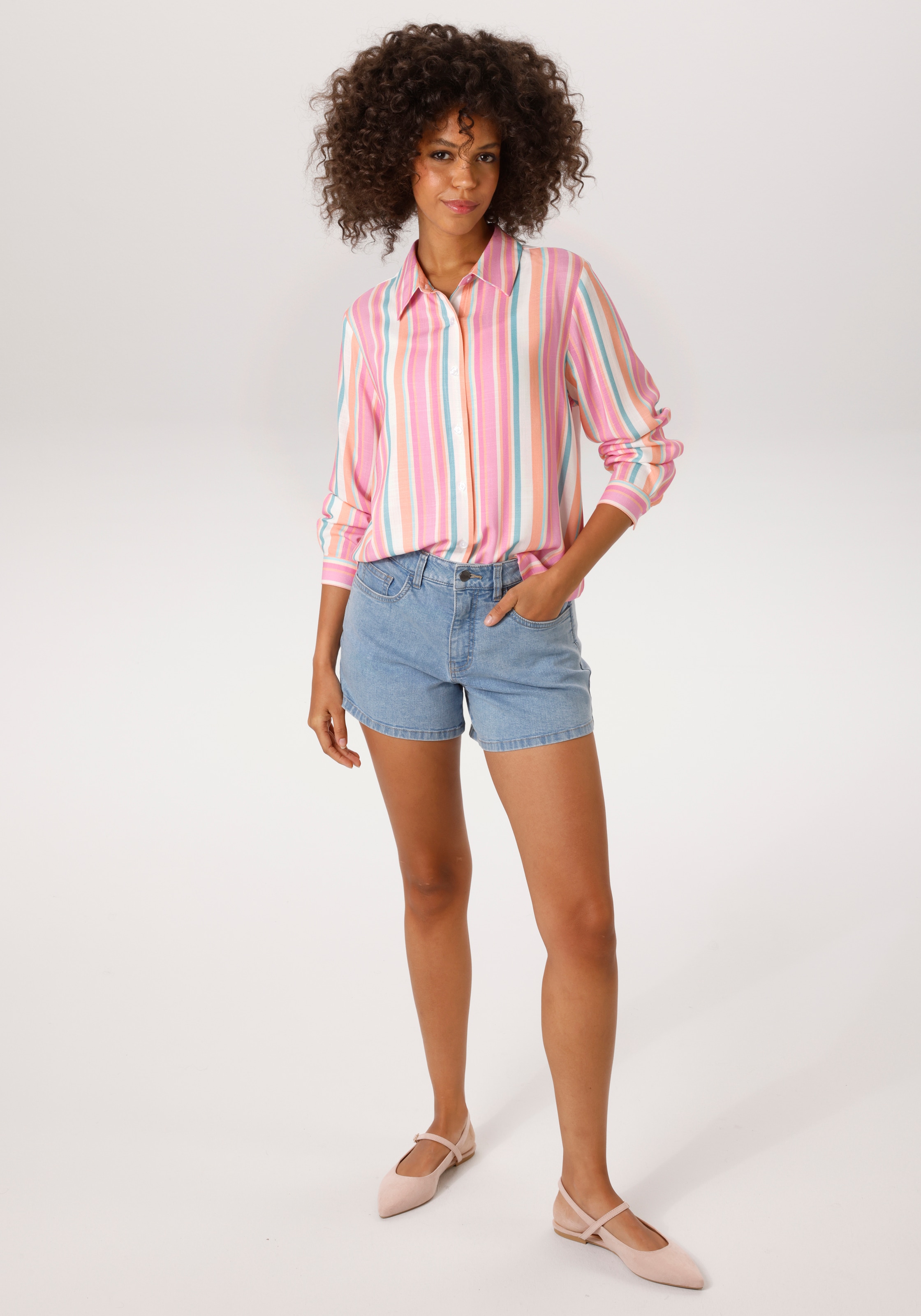 Aniston CASUAL Hemdbluse im pastellfarbenen Streifen-Dessin