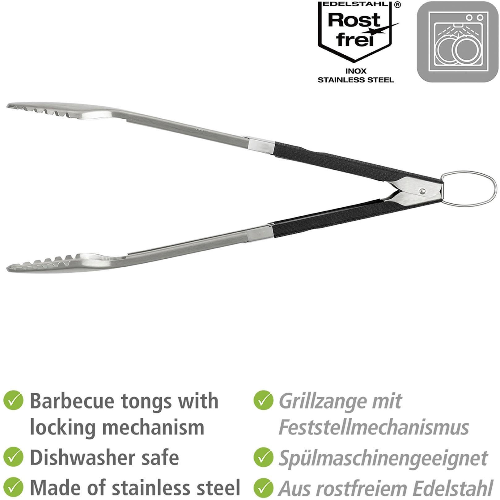 WENKO Grillbesteck-Set »BBQ«, (Set, 2 tlg.), Pfannenwender & Grillzange, hitzebeständig, rostfreier Edelstahl