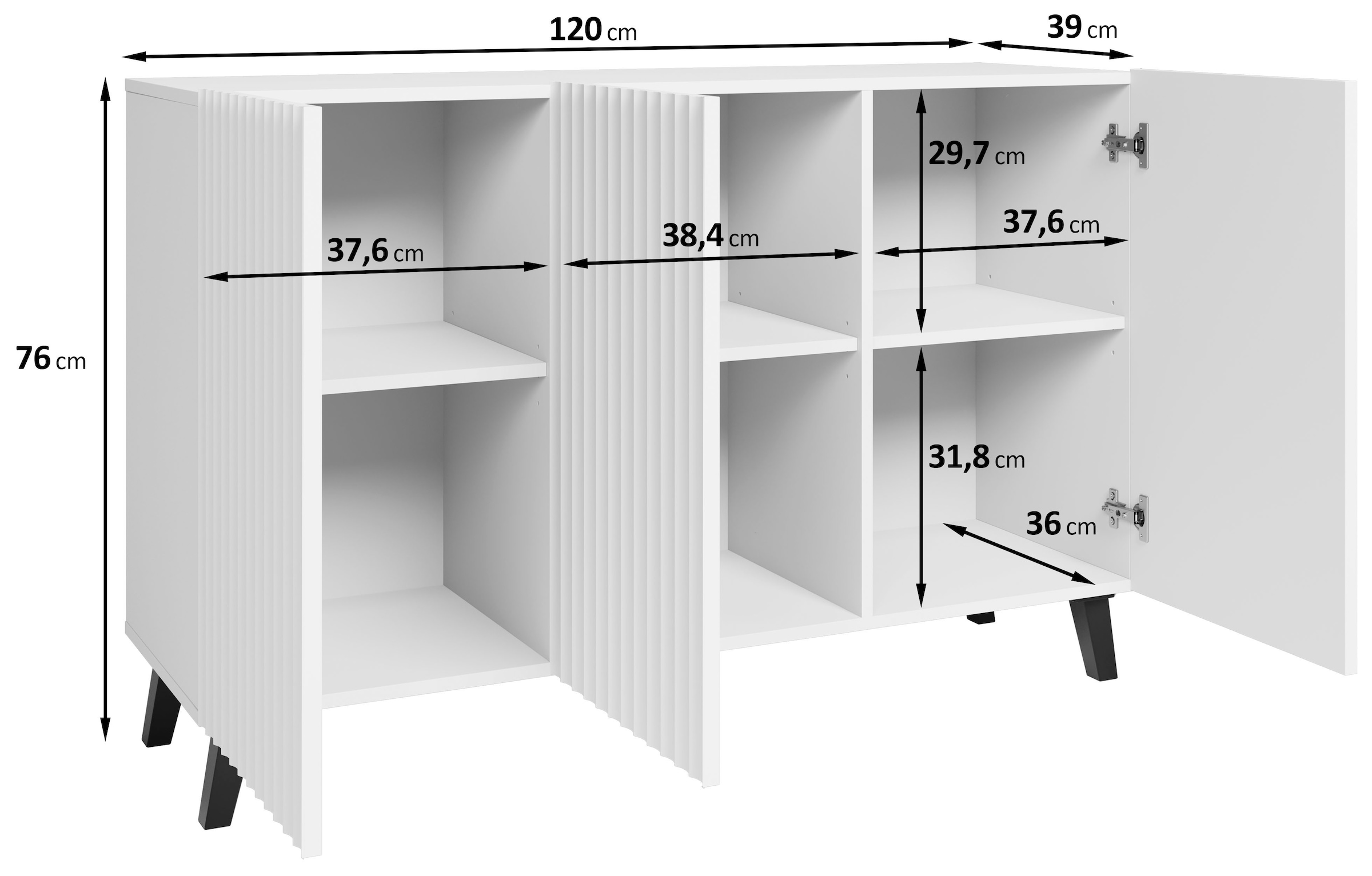 INOSIGN Sideboard »SIDEBOARD PHUKET«, (1 St.), Modernes Sideboard mit 6 Fächern, Breite 120 cm