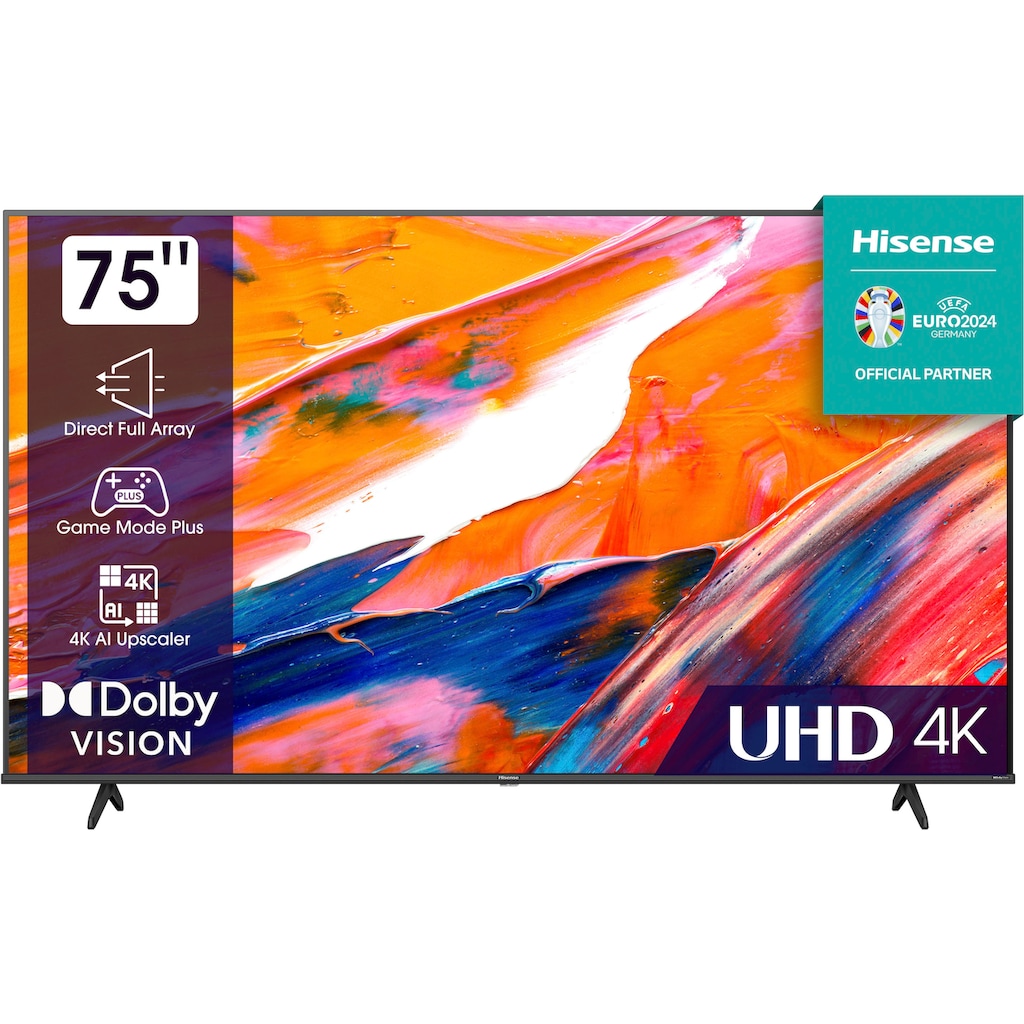 Hisense LED-Fernseher »75E61KT«, 190,5 cm/75 Zoll, 4K Ultra HD, Smart-TV, Smart-TV, Dolby Vision, Triple Tuner DVB-C/S/S2/T/T2