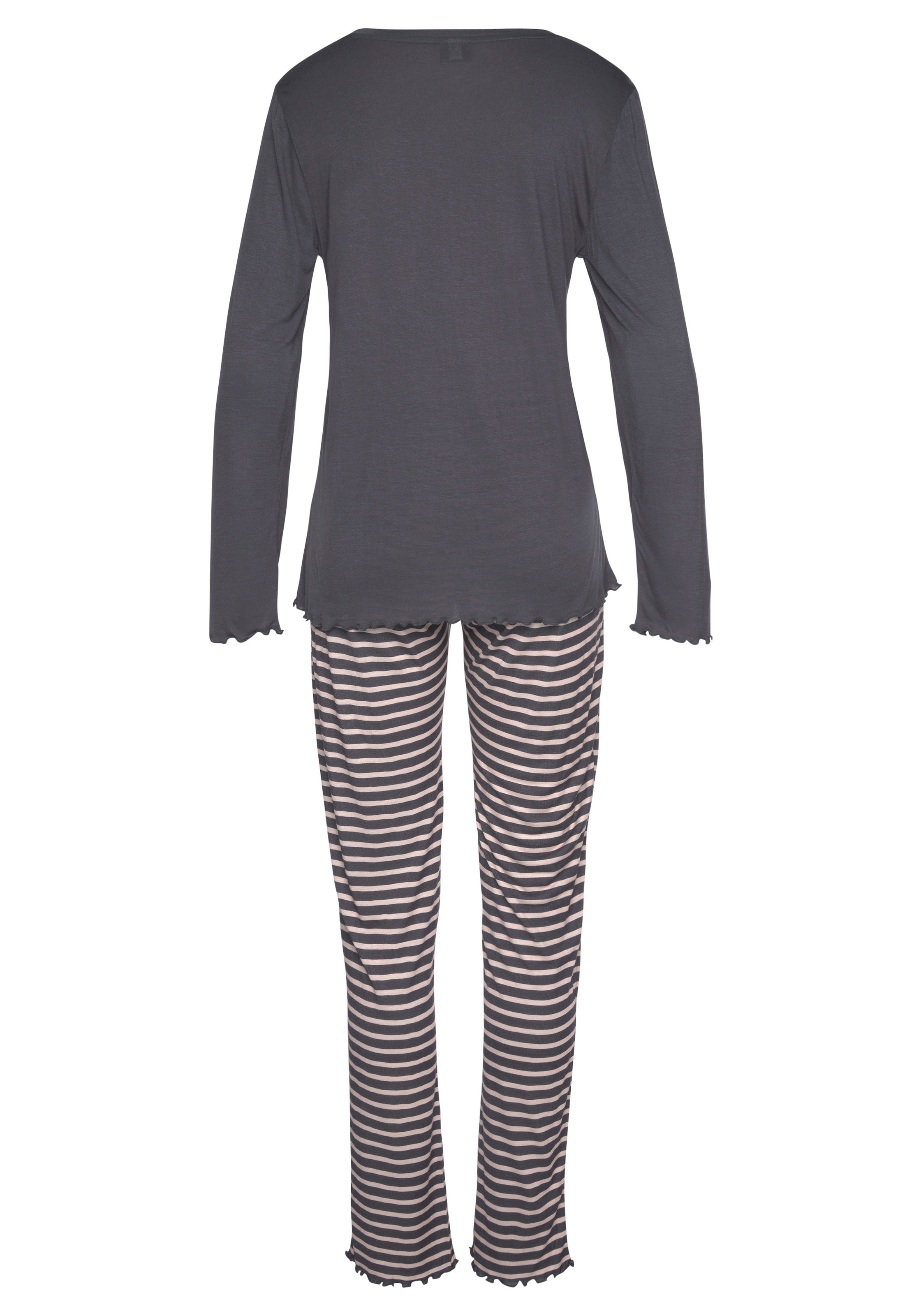 Vivance Dreams Pyjama, (2 tlg.), mit Kräuselsäumen