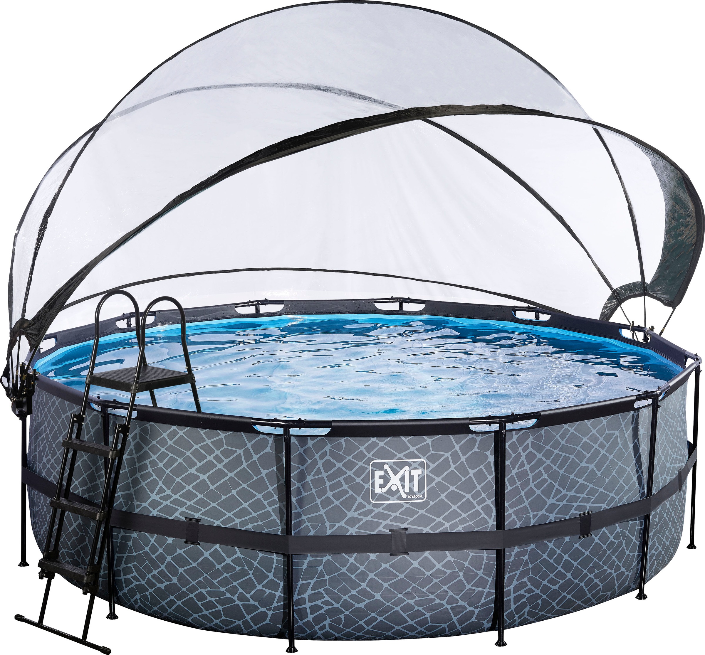 EXIT Framepool »inkl. multifunktionaler Poolabdeckung & Wärmepumpe« ØxH: 427x122 cm, mit Sandfilteranlage und Sicherheitsleiter grau Ø/B/H/L: 427...