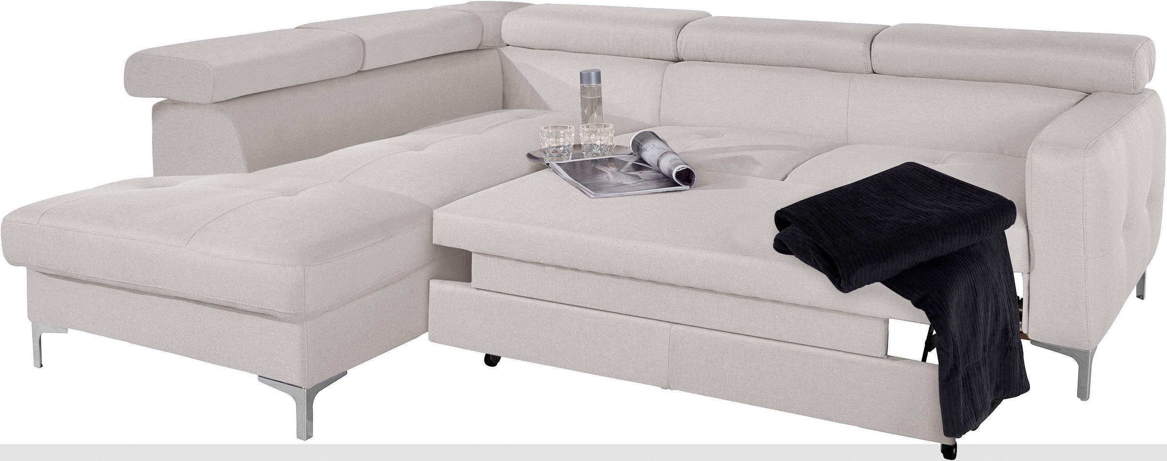 COTTA Ecksofa »Sammy L-Form«, mit Kopfteilverstellung, wahlweise mit Bettfunktion & Bettkasten