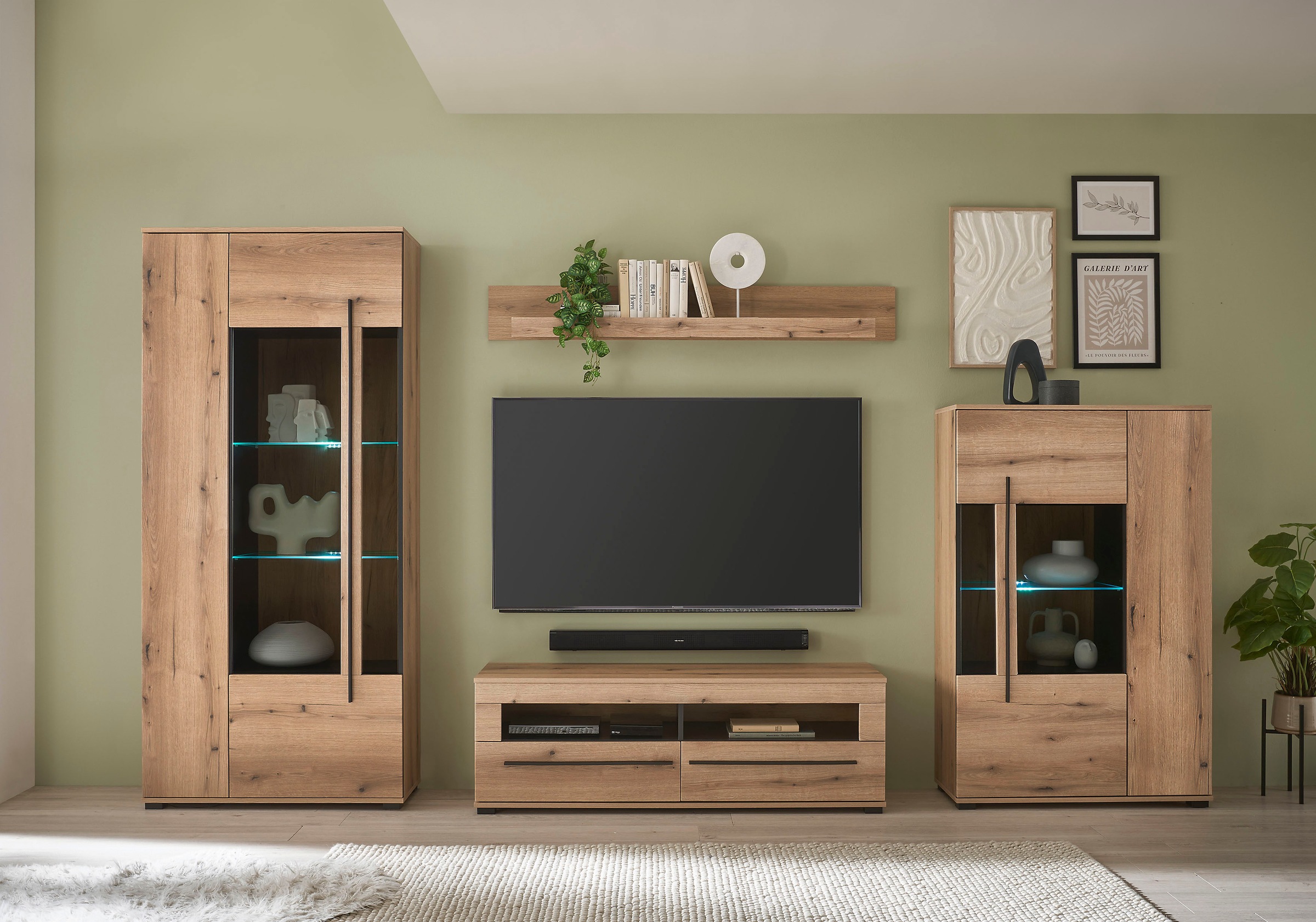 INOSIGN Wohnwand »Cantara, moderne Anbauwand, Wohnzimmer-Set, in Eiche Evok günstig online kaufen