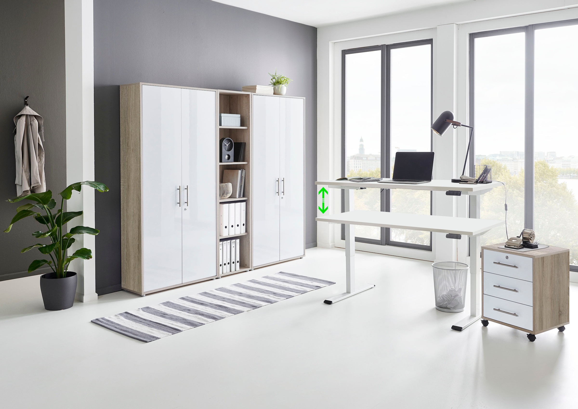 St.), »Tabor«, (Set, auf BMG kaufen Raten 5 elektrisch Möbel mit Büromöbel-Set Schreibtisch höhenverstellbarem
