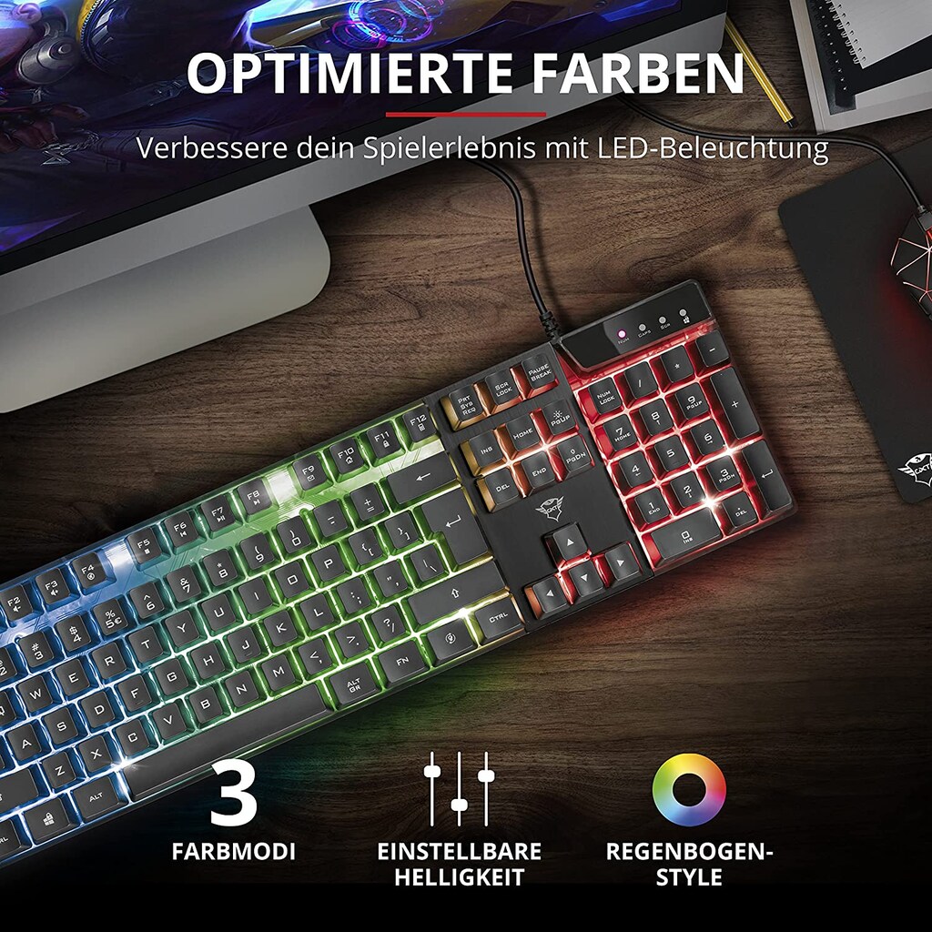 Trust Gaming-Tastatur »GXT835 AZOR GAMING KEYBOARD DE«