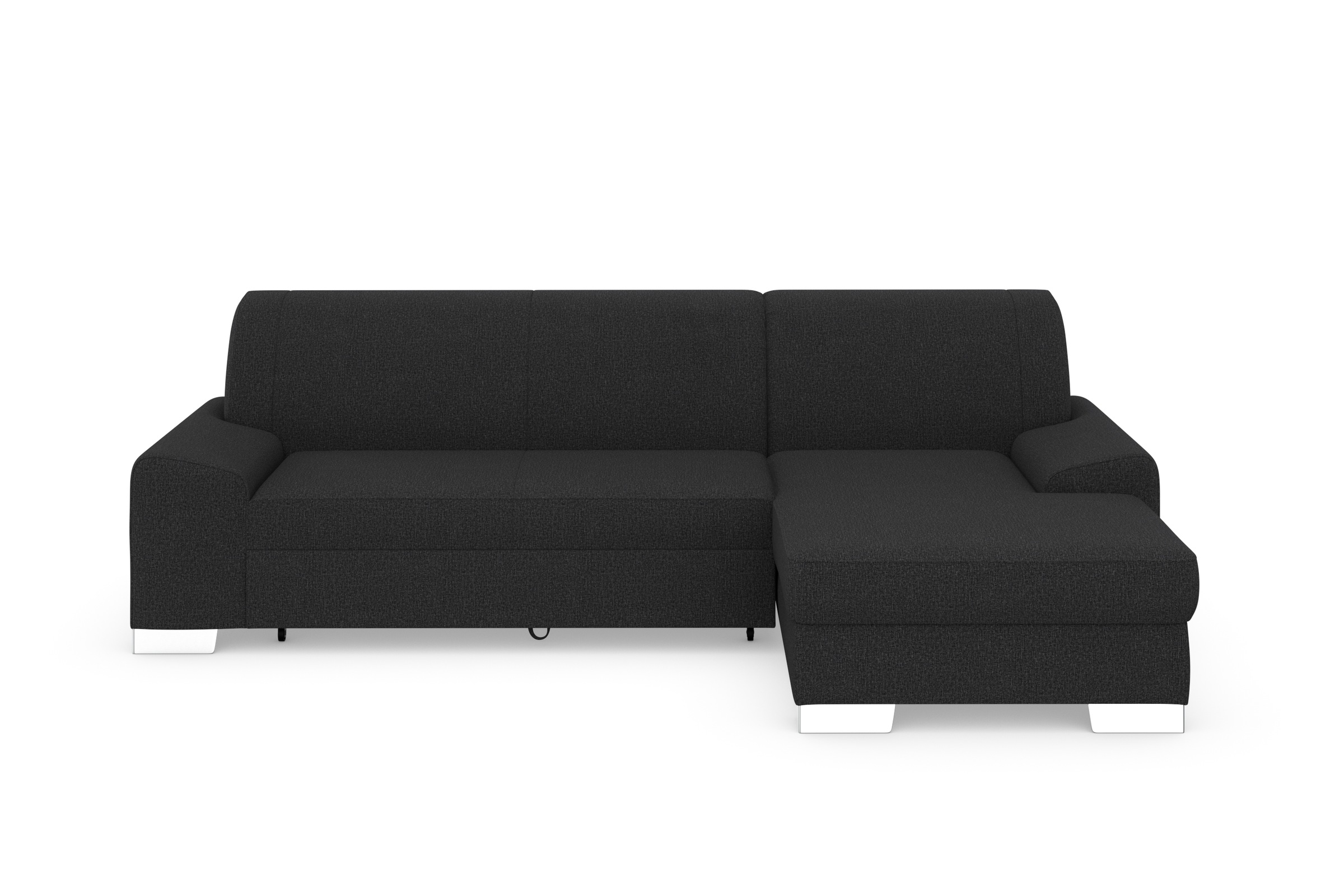 DOMO collection Ecksofa »Anzio L-Form, whlw. Bettfunktion, Federkern, hochwertig, Breite 271 cm«, Mit Bettfunktion, Recamiere rechts, Feinstruktur, anthratzit