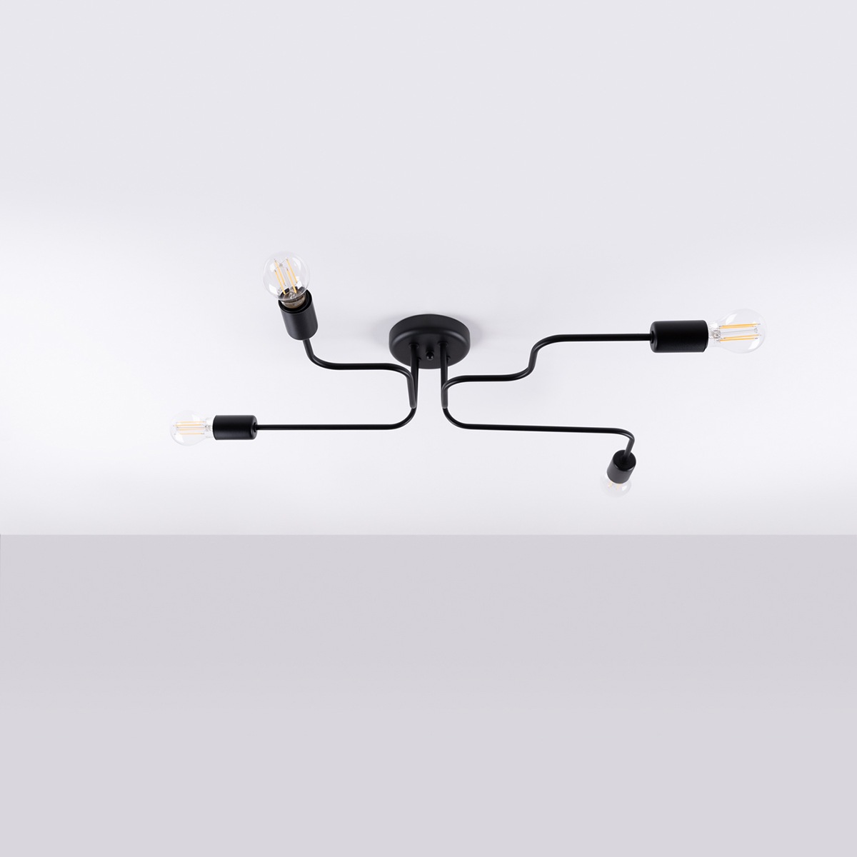 SOLLUX lighting Deckenleuchte »Kronleuchter VECTOR 4 schwarz«, 4 flammig, L günstig online kaufen