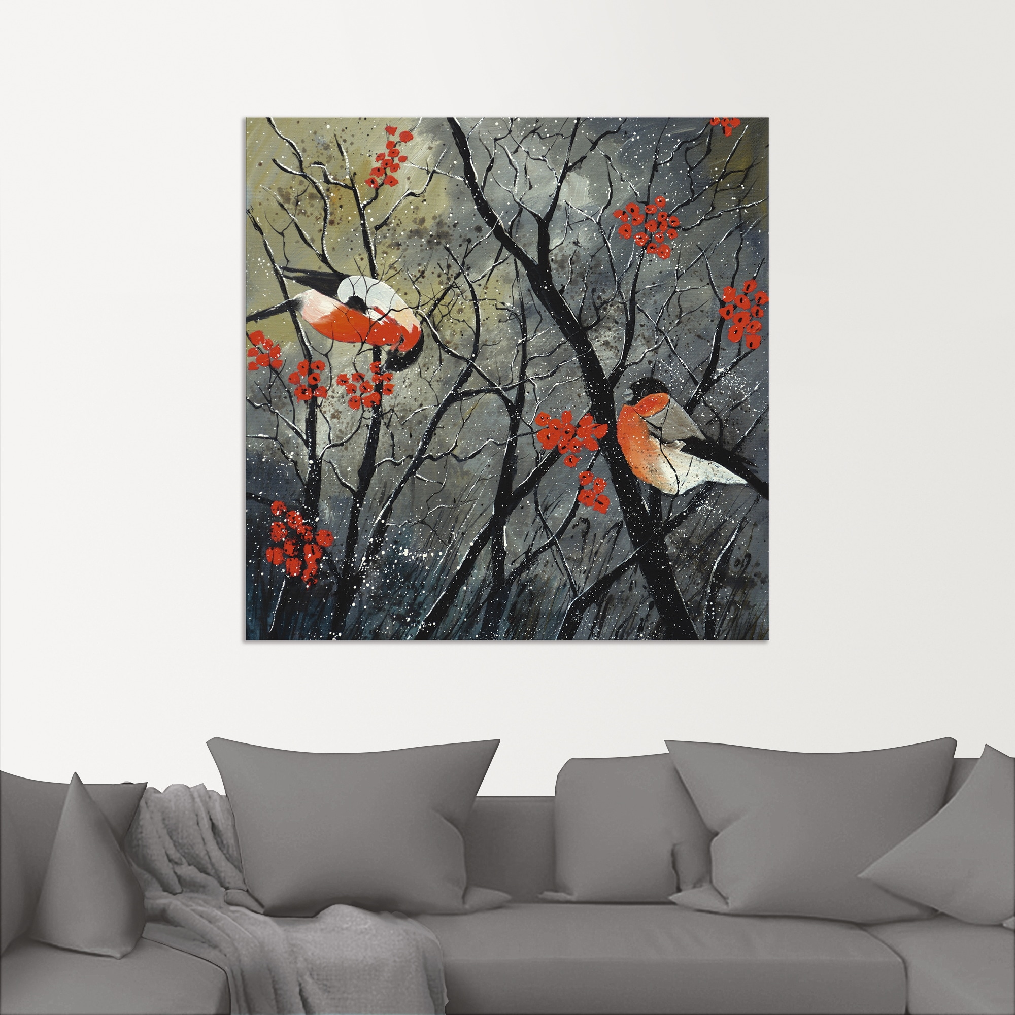 Artland Wandbild »rote Vögel im Winter«, Vögel, (1 St.), als Alubild, Outdoorbild, Leinwandbild, Wandaufkleber, versch. Größen