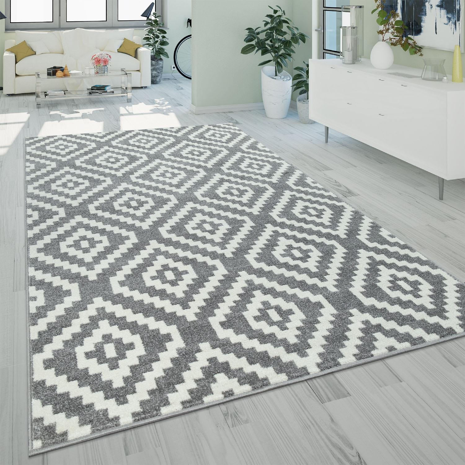 Paco Home Läufer »Stella 400«, rechteckig, 16 mm Höhe, Teppich-Läufer, Kurzflor, Pastell Farben, Rauten Design