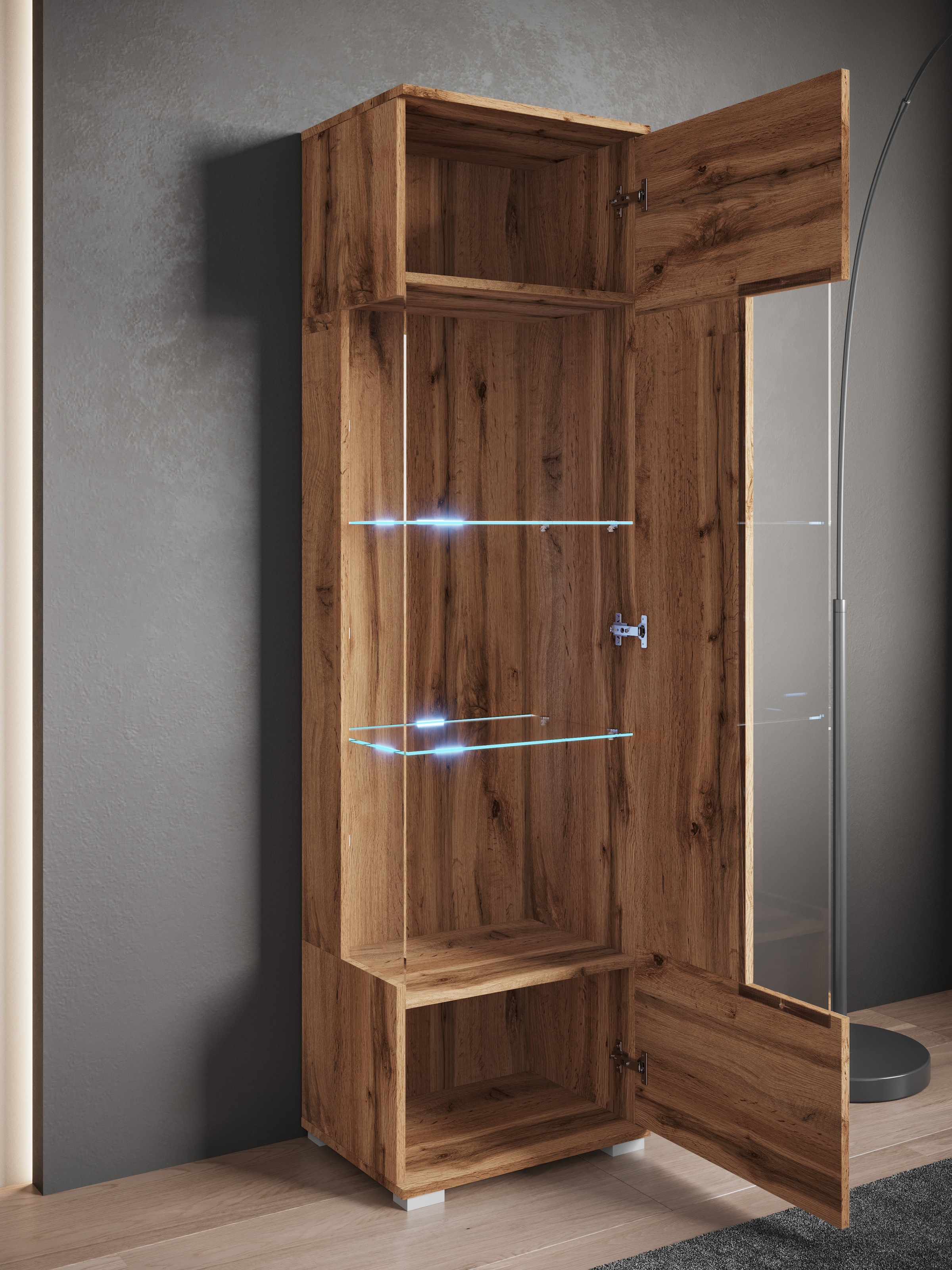 INOSIGN Vitrine »Kenia, stehend und hängend, Türanschlag wechselbar«, (1 St.), Vitrineschrank mit Glastüren 160 cm Höhe