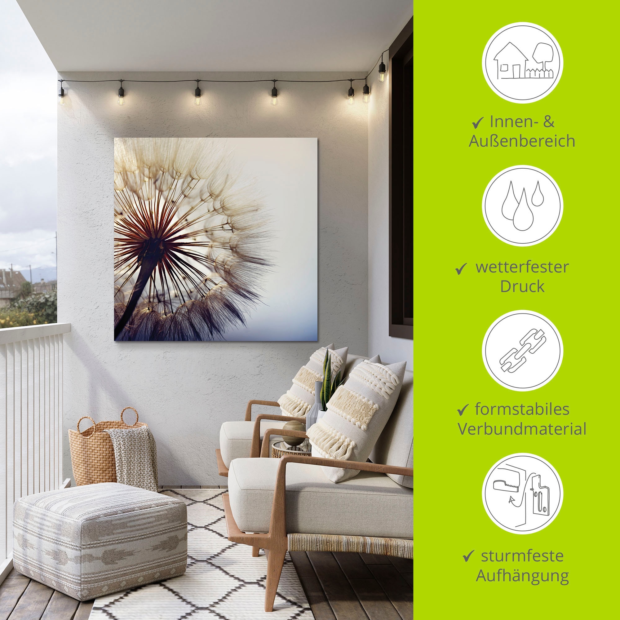 Artland Wandbild »Große Pusteblume«, Blumen, (1 St.), als Alubild, Outdoorbild, Leinwandbild, Poster, Wandaufkleber
