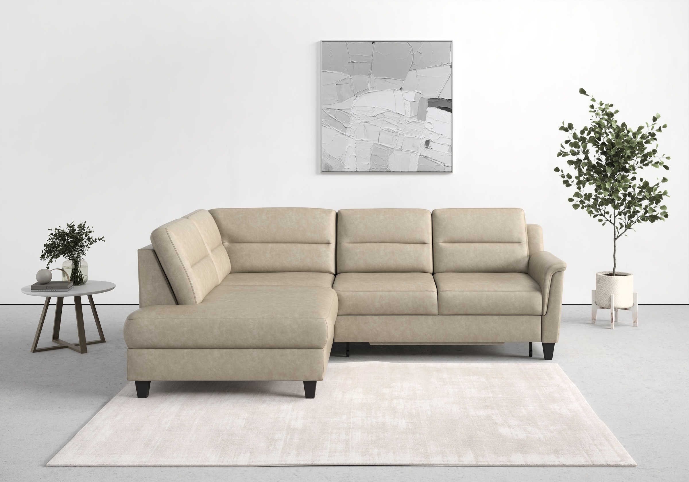 sit&more Ecksofa »Farö L-Form«, inklusive Federkern, wahlweise mit Bettfunktion und Bettkasten