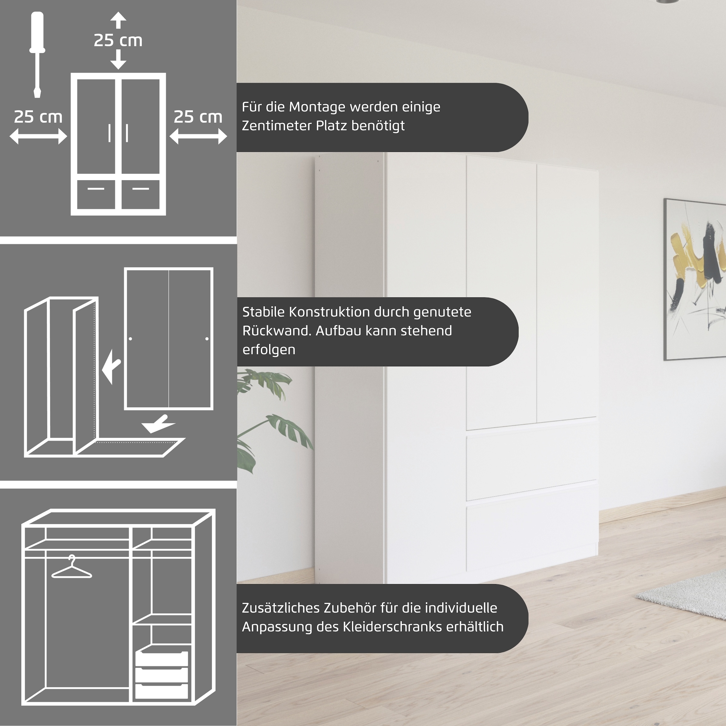 rauch Jugendzimmer-Set »Komplettzimmer Schlafzimmer-Set (5-St.) Jugendzimmer-Set JOEL« Set, 5 Stk. tlg. Bett 2 Breiten,Nachttisch,Tisch,Rollcontainer,Schrank MADE IN GERMANY
