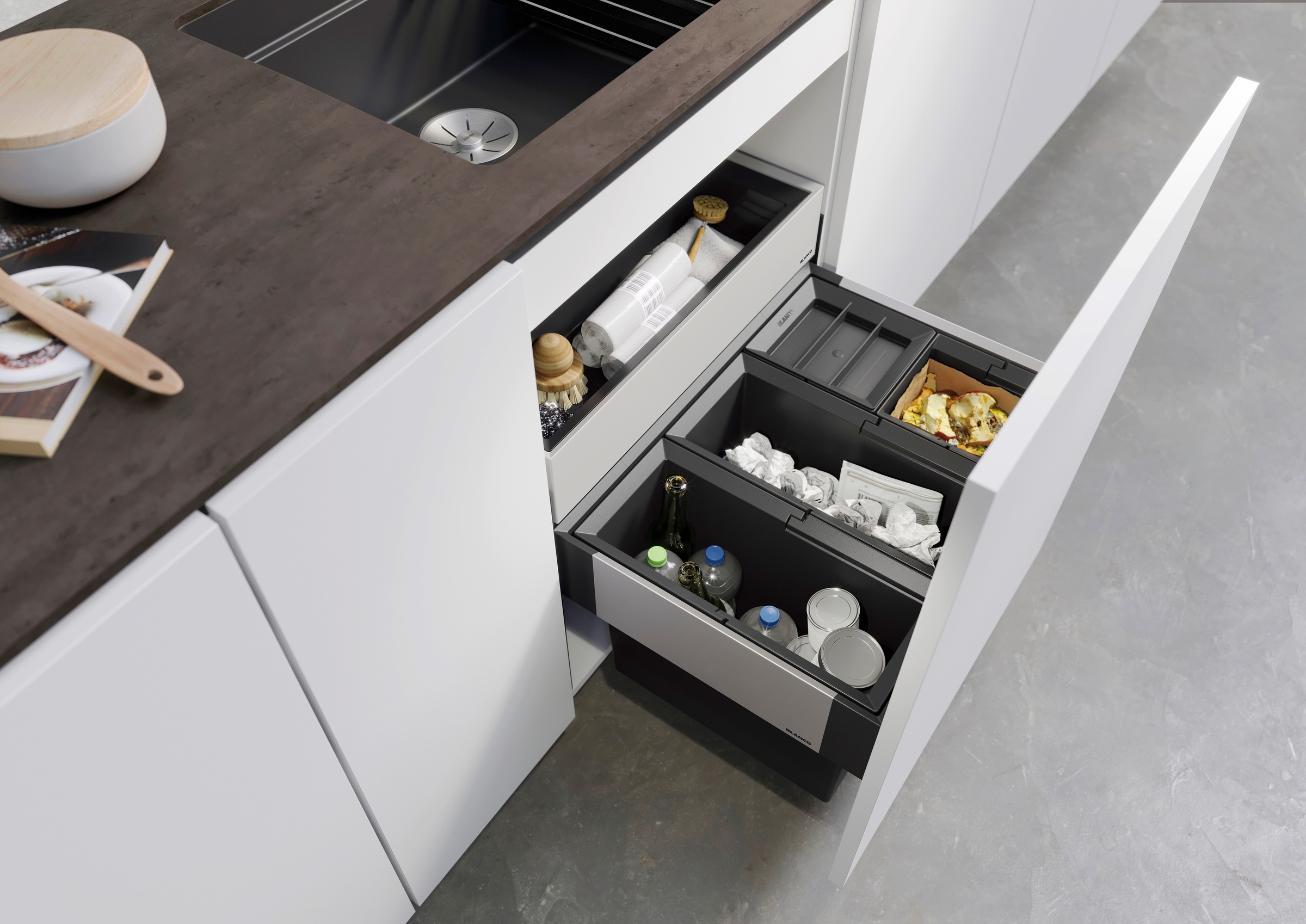 Blanco Mülltrennsystem »Select II XL 60/4« 4 Behälter Orga, Kunststoff, Stahlblech, 600 mm Untermass