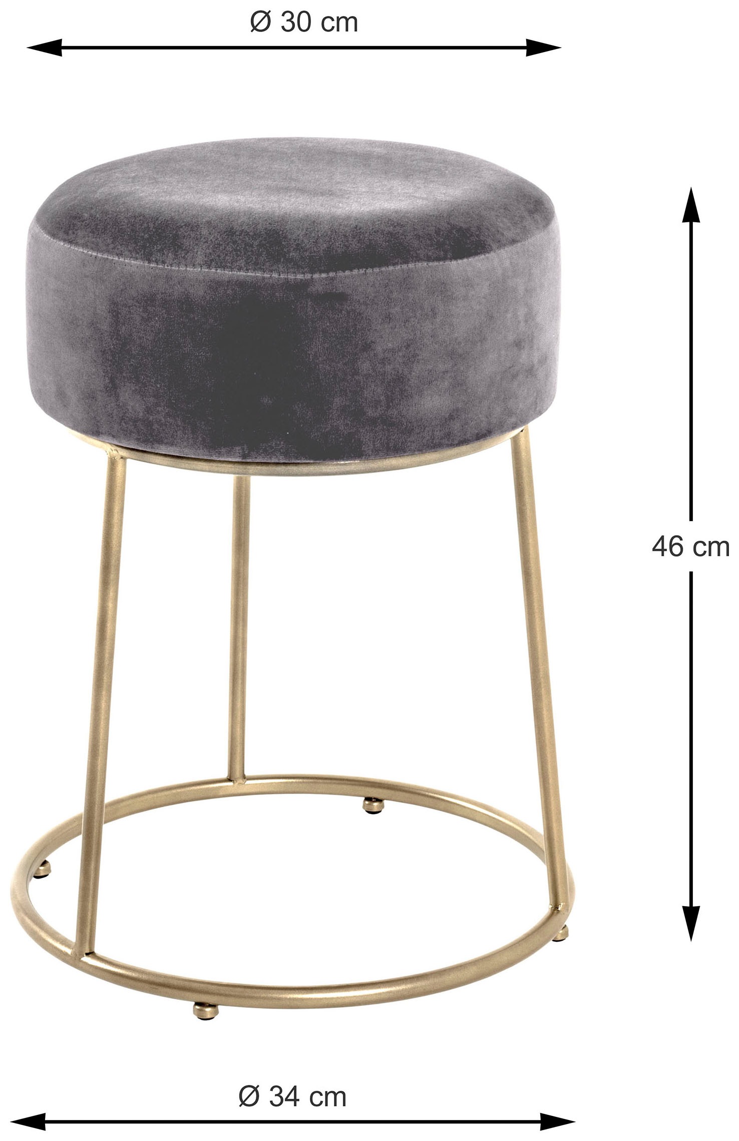 HAKU Hocker »Pouf, Schemel, Stockerl« rund - aus Textil Anthrazit - Ø/H 30/46 cm