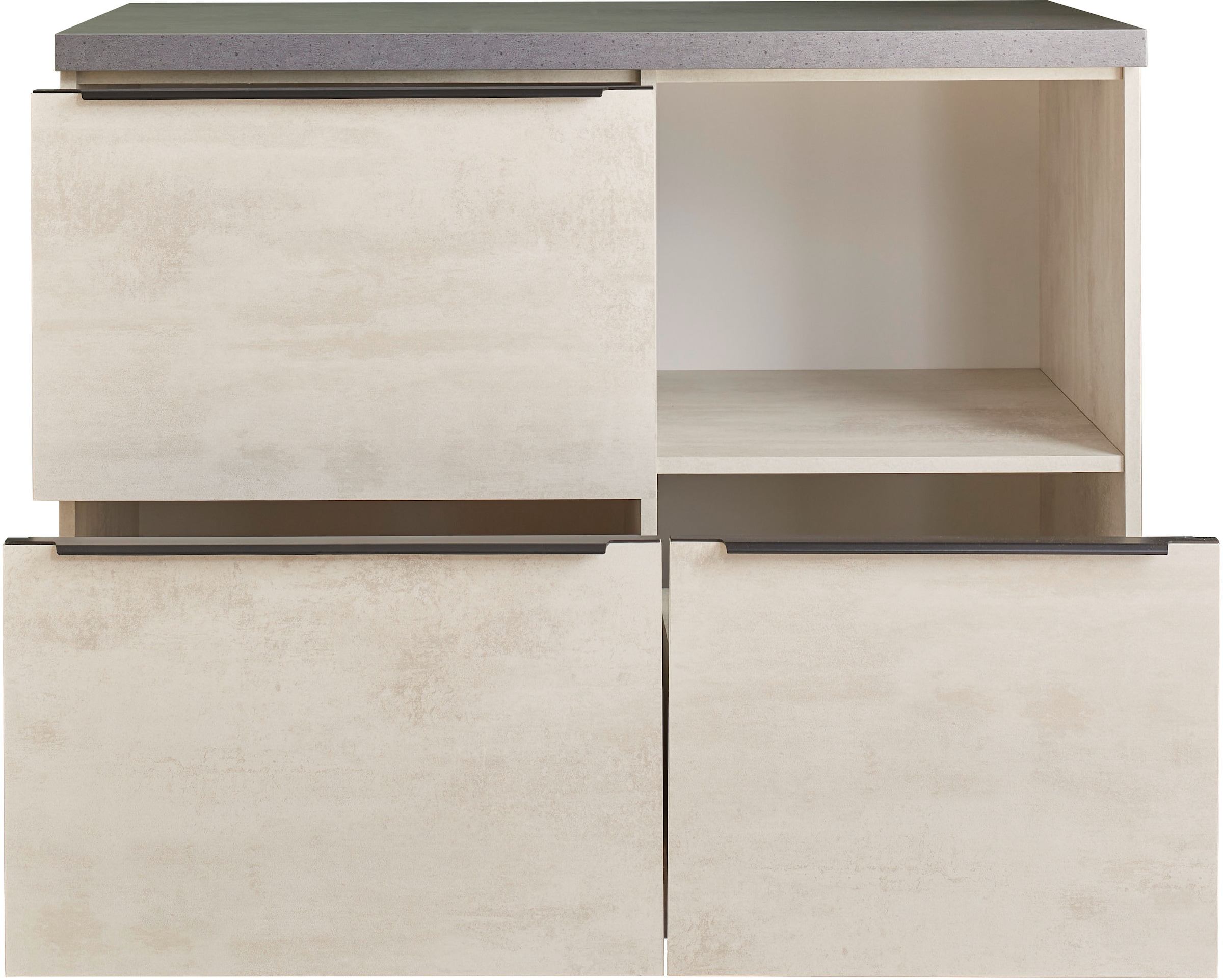 BASIC by Balculina Unterschrank »Sanibel Küchenschrank mit Auszügen BxHxT 110x94x60« 1 Stk. tlg. Breite 110cm, Melaminbeschichtung, 3 Auszüge, 1 offenes Fach