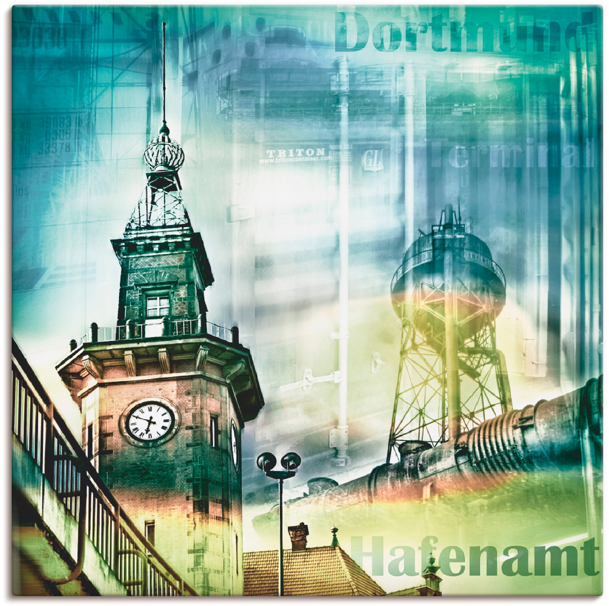 Artland Wandbild »Dortmund Skyline Collage I«, Architektonische Elemente, (1 St.), als Leinwandbild, Wandaufkleber oder Poster in versch. Größen