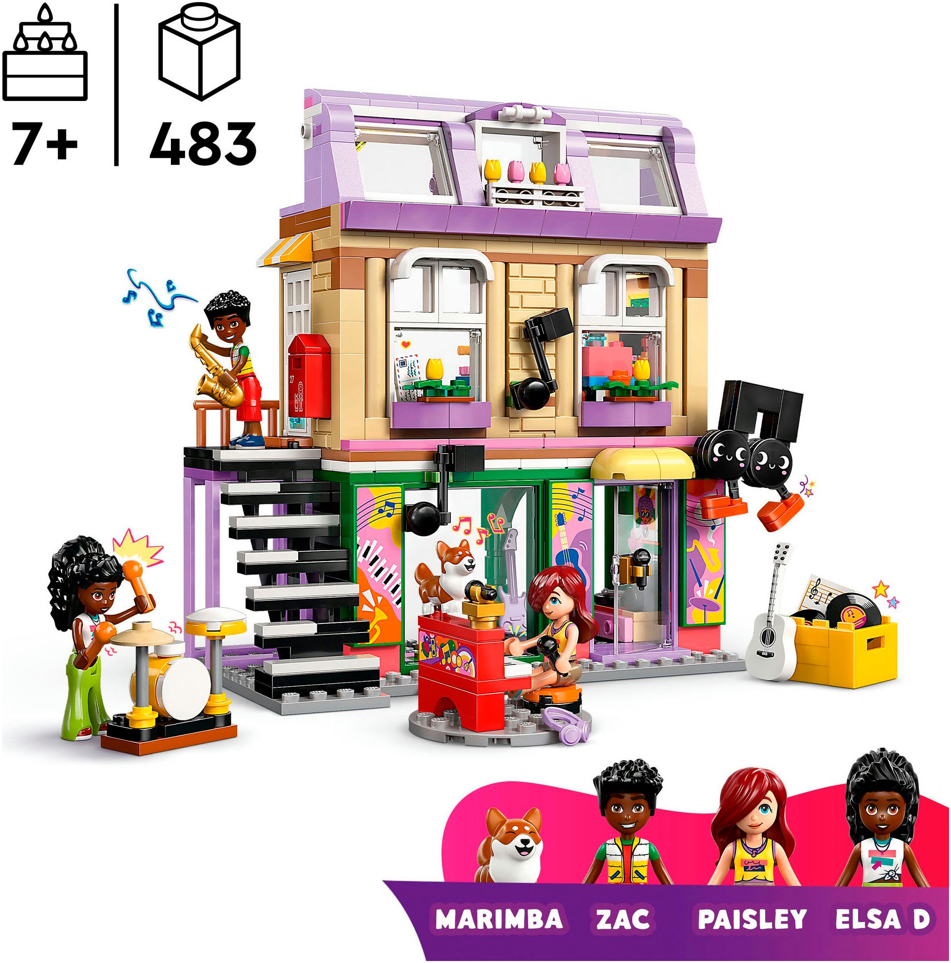 LEGO® Konstruktionsspielsteine »Musikladen & Wohnung (42653), LEGO Friends«, (483 St.), Made in Europe
