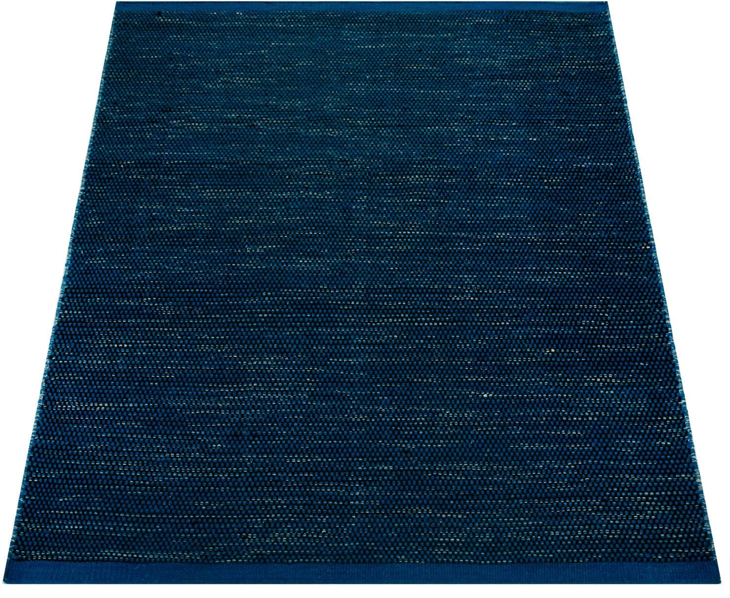 Wollteppich „Kasko 300“, rechteckig, Handweb, Flachgewebe, reine Wolle, handgewebt, hochwertig verarbeitet blau 12 mm B/L: 80 cm x 150 cm – 12 mm