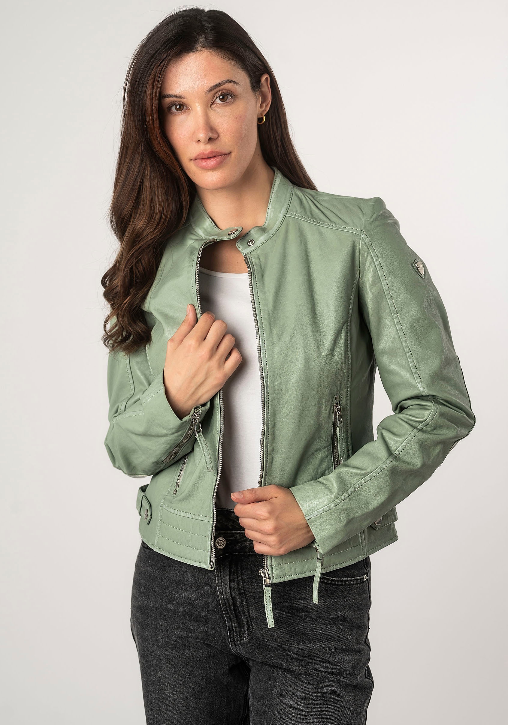 Mauritius Lederjacke »MWFilla«, mit kleinem Stehkragen