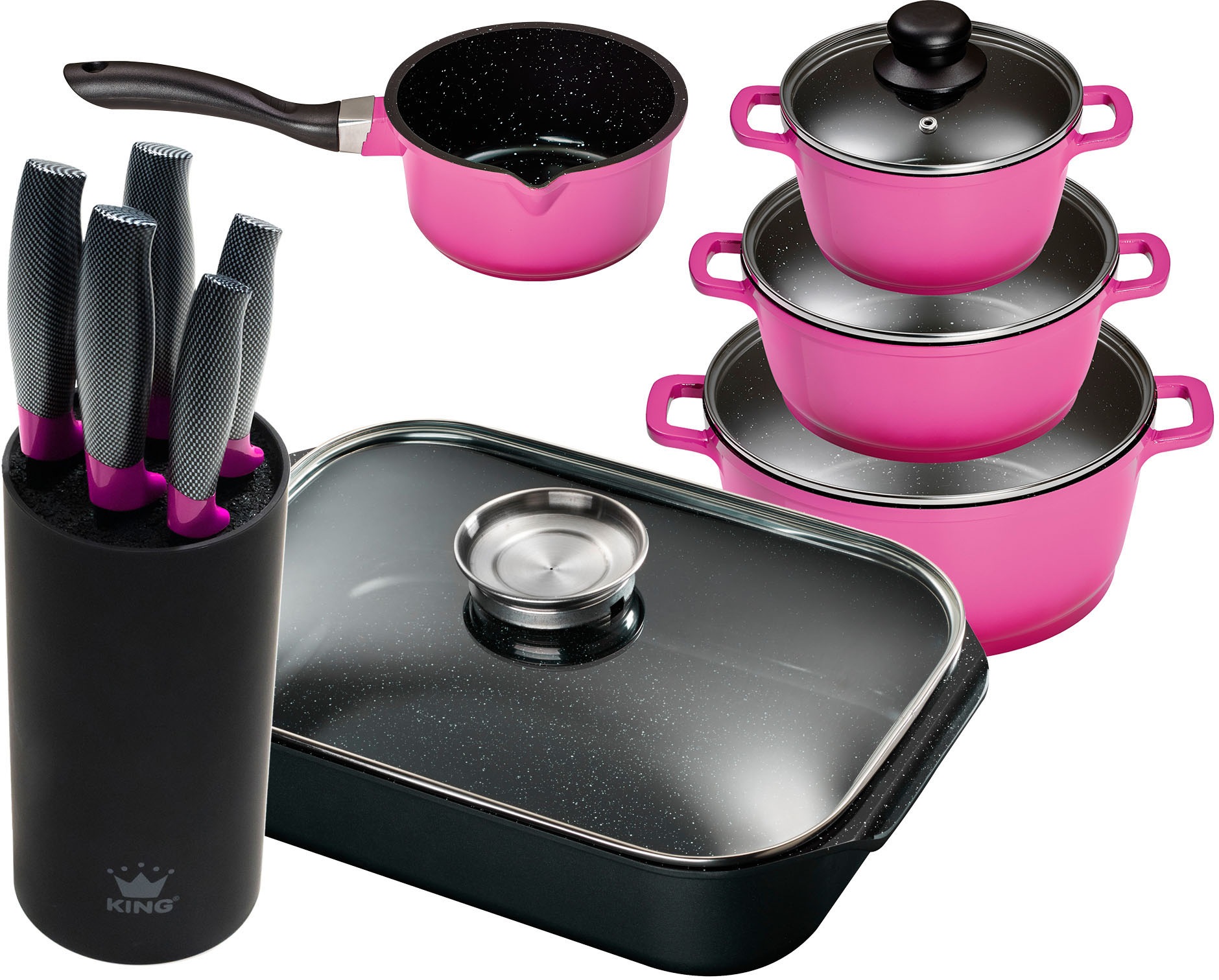 KING Topf-Set, Aluminiumguss, (Set, 11 tlg., 4 Töpfe, 3 Deckel, Bräter, 1 M günstig online kaufen