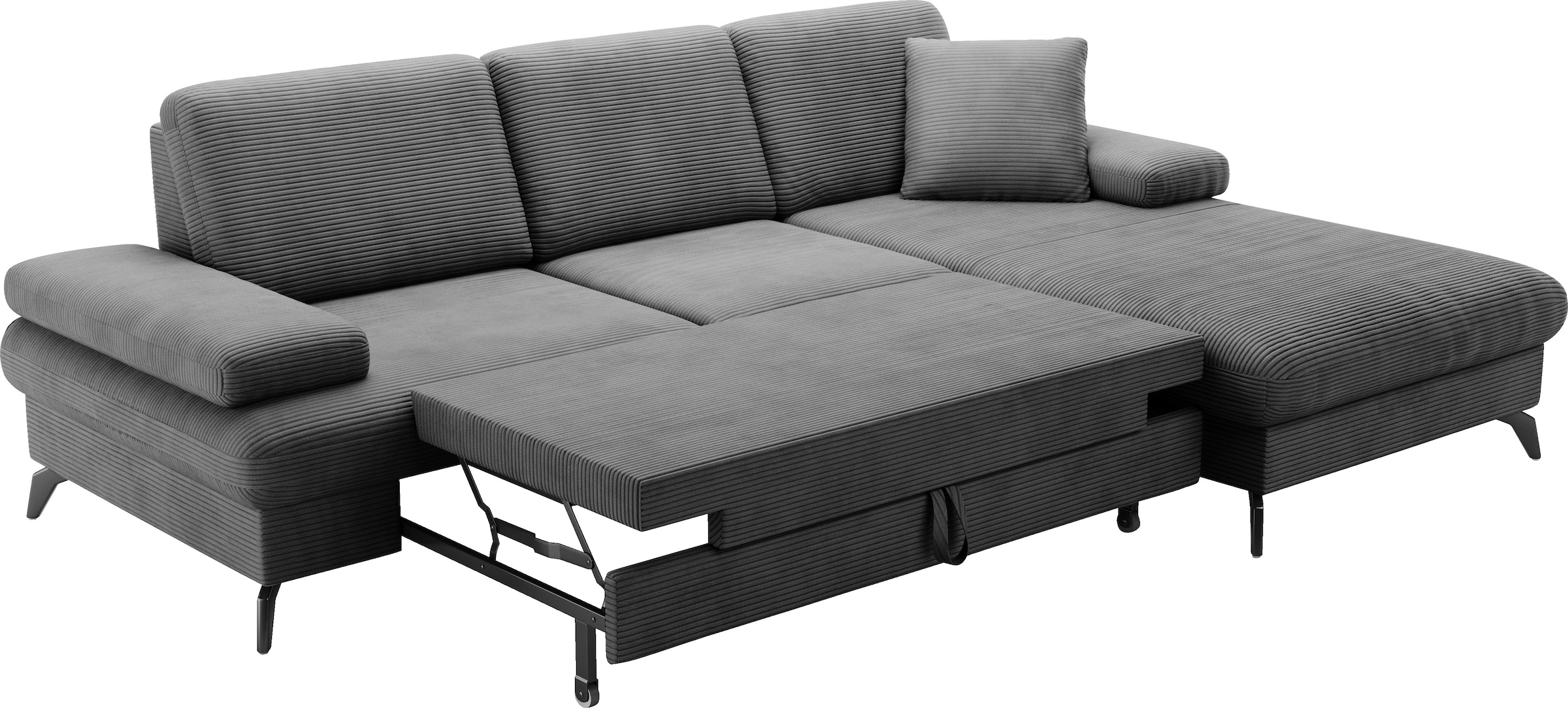 sit&more Ecksofa »Morris Jubi L-Form, inklusive XXL-Liegefläche, bzw. Schlaffunktion«, Bettfunktion, Armteilverstellung und 1 Zierkissen