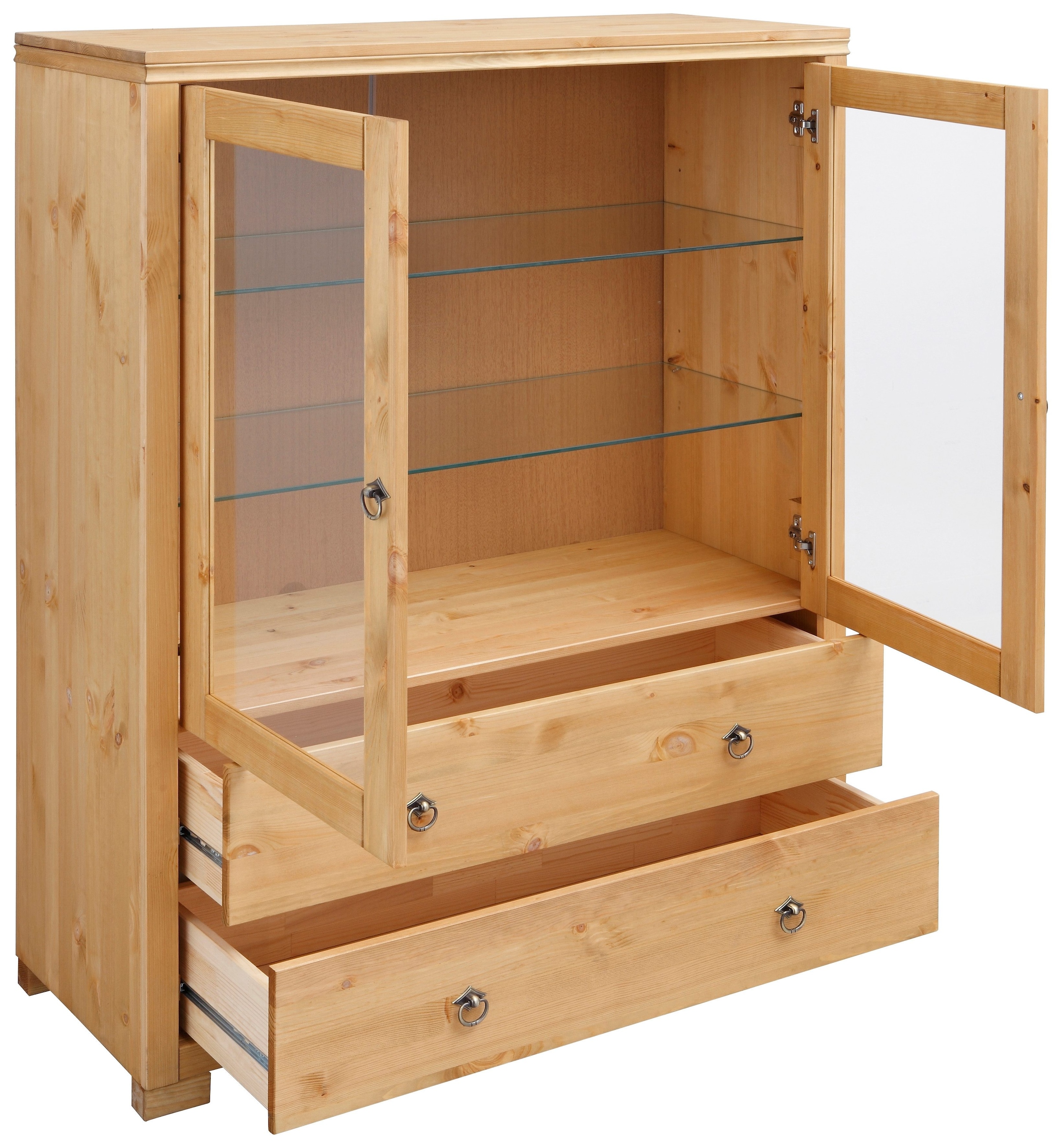 Home affaire Highboard »Gotland«, Vitrine, Breite 101 cm, Türen mit Glaseinsätzen, aus massiver Kiefer