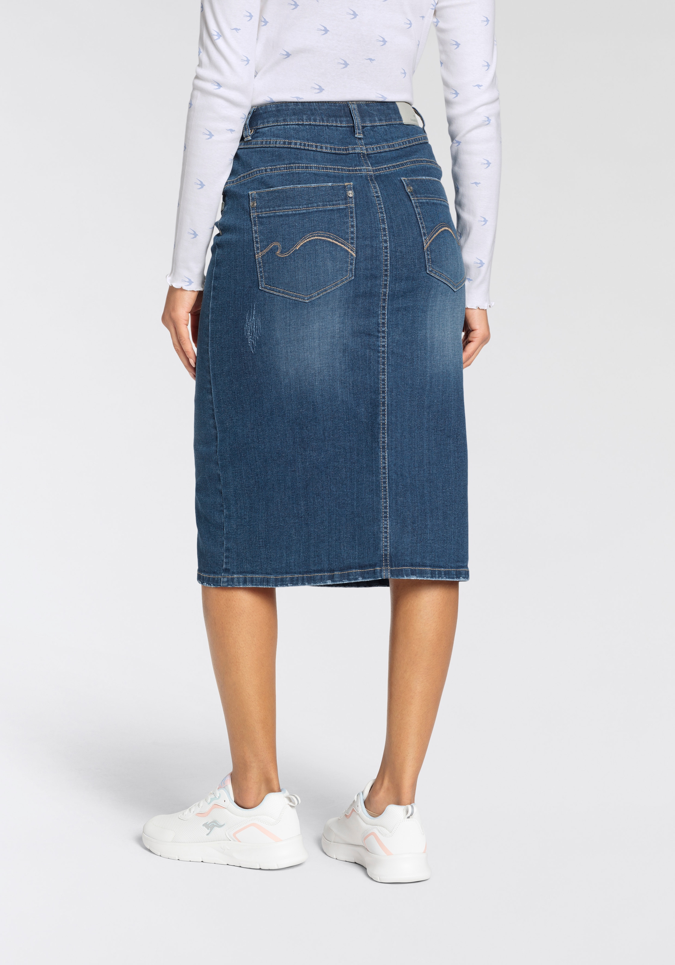 KangaROOS Jeansrock, in Midilänge mit Schlitz