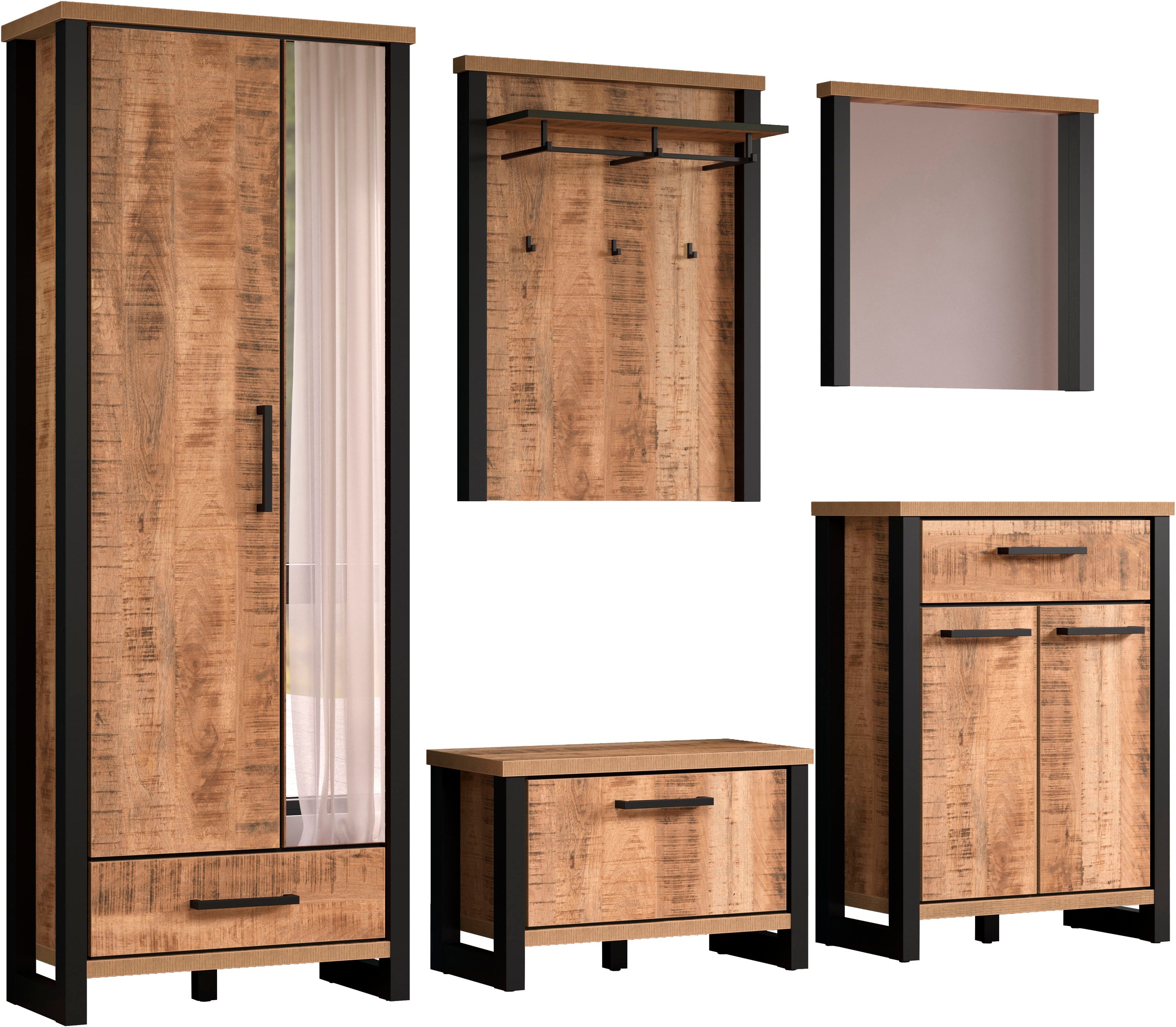 Home affaire Garderoben-Set »Elda« Komplett-Set, 5 Stk. tlg. Garderoben-Set günstig online kaufen