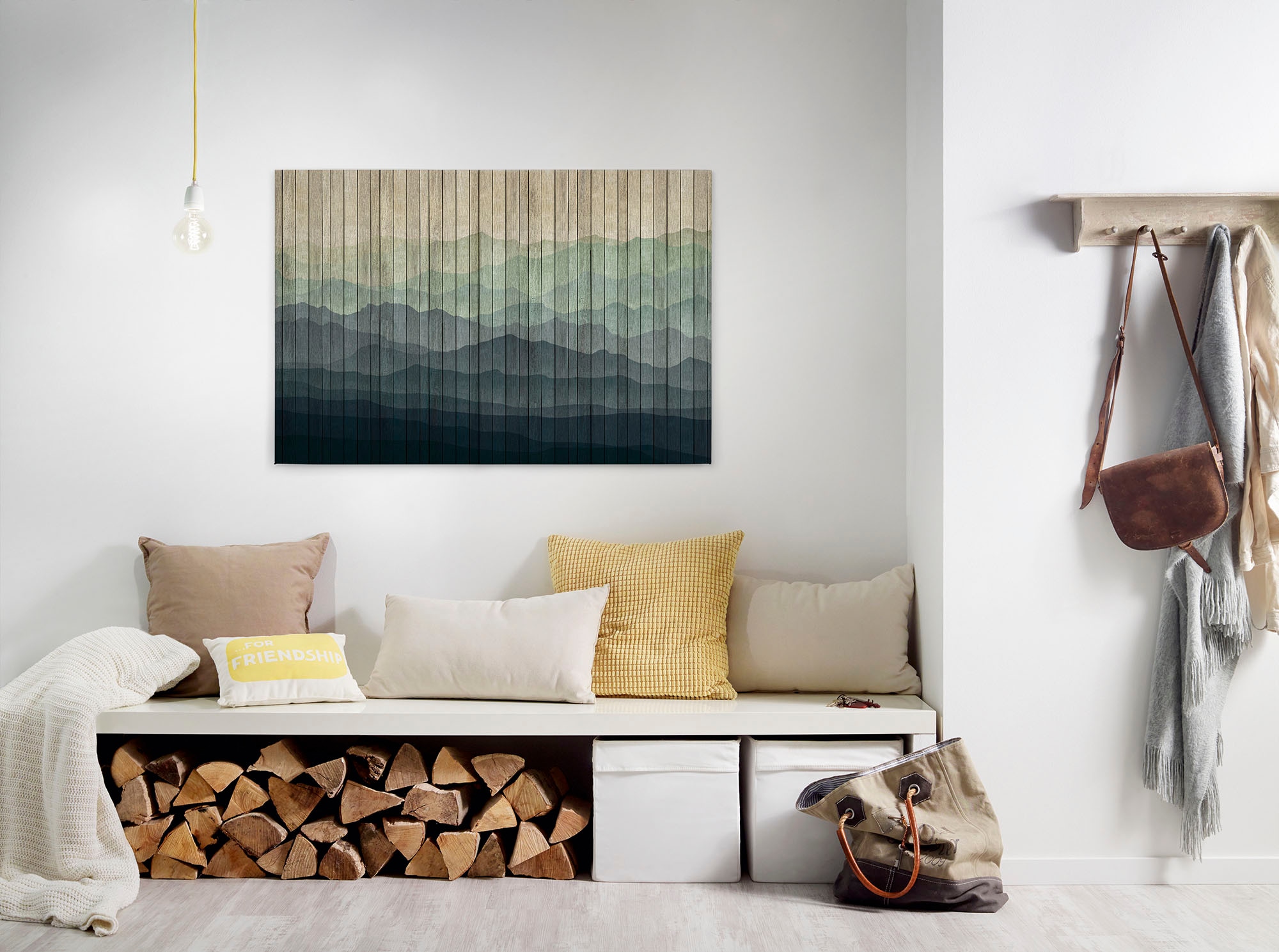 Bricoflor Horizont Bild Auf Leinwand In Holz Optik Modernes Wandbild Mit Be günstig online kaufen