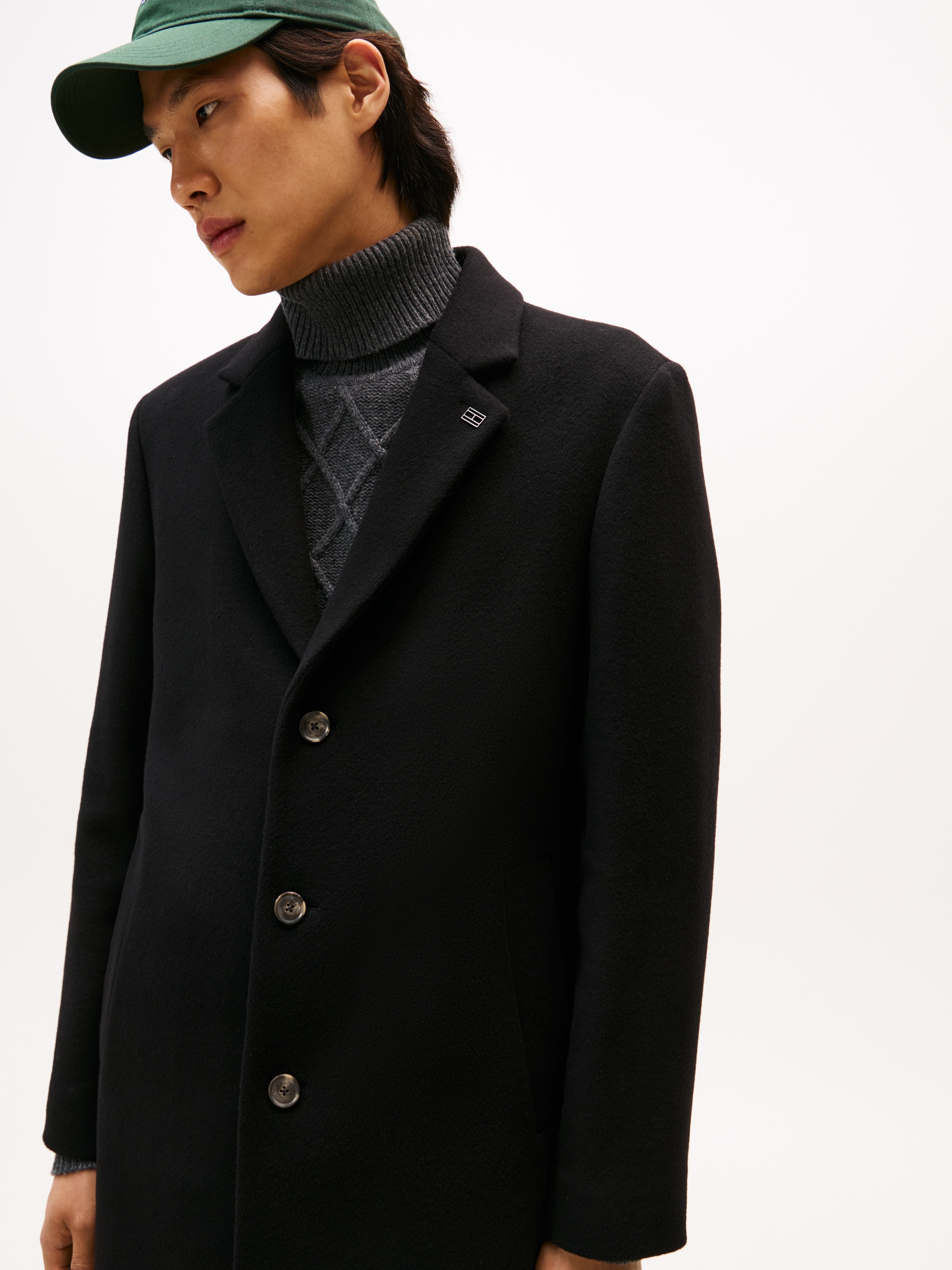 Tommy Hilfiger Wollmantel »WOOL MIX COAT«, Reverskragen, regular fit