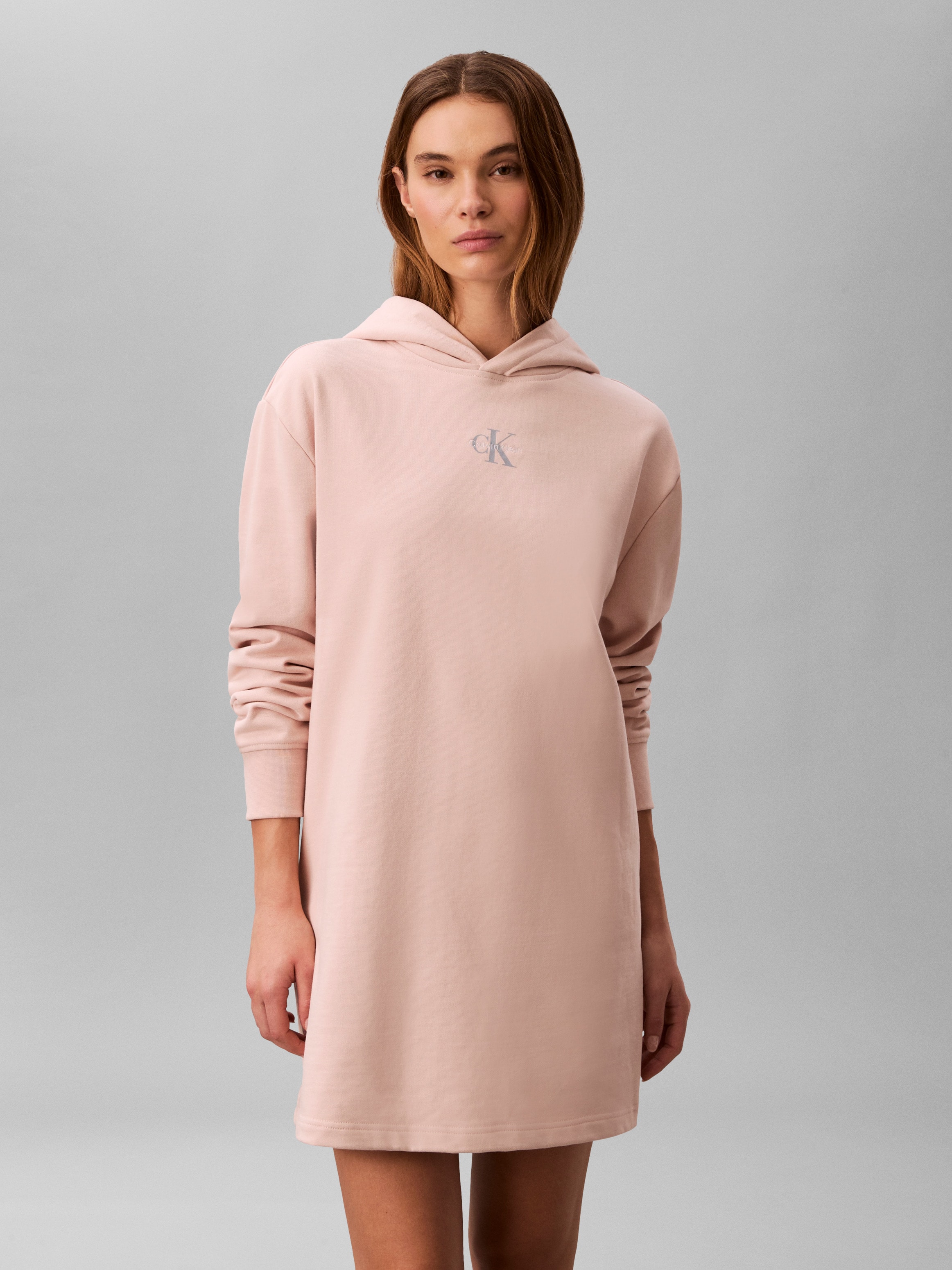 Calvin Klein Jeans Sweatkleid »LS MONOLOGO PREMIUM TERRY HOODIE« Ohne Tasche Mit Rundhalsausschnitt, loose fit