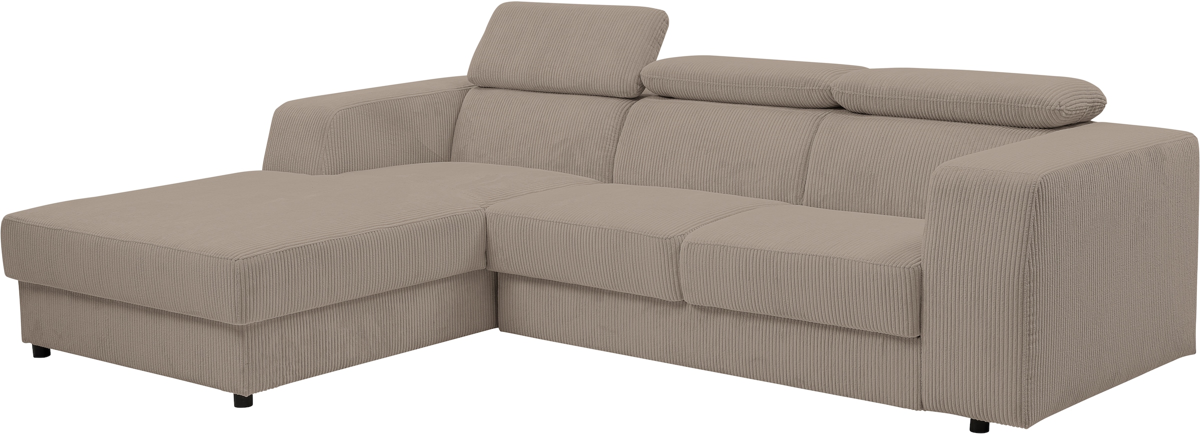 WERK2 Ecksofa »Cherry, modernes Sofa mit Komfortfunktionen, Breite 270cm, L-Form,«, bequem, mit verstellbaren Kopfteilen, Schlaffunktion und Bettkasten