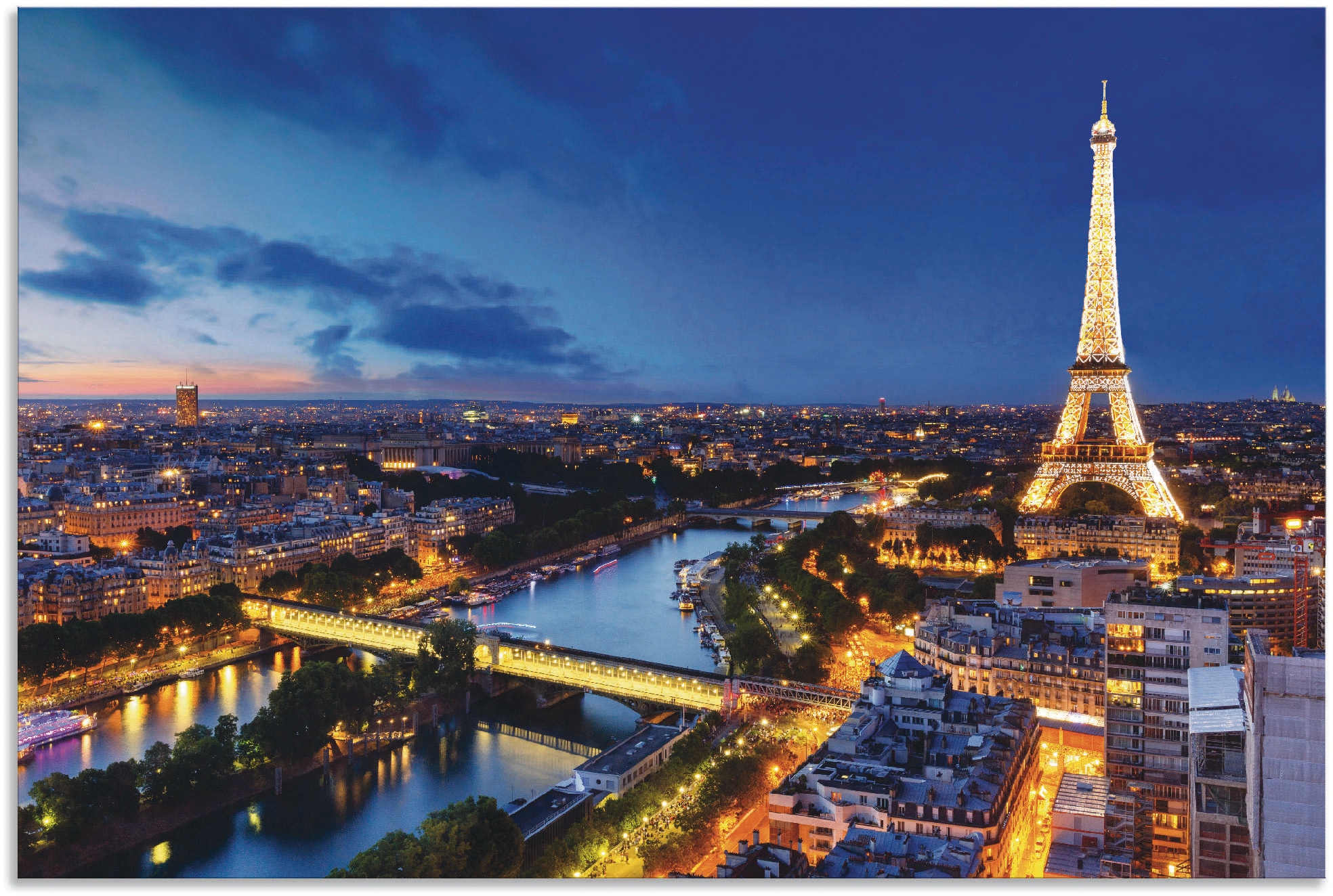 Artland Wandbild »Eiffelturm und Raten Seine St.), Alubild, Größen versch. Abend, Paris, oder Leinwandbild, bestellen in (1 am auf Wandaufkleber als Poster Paris«