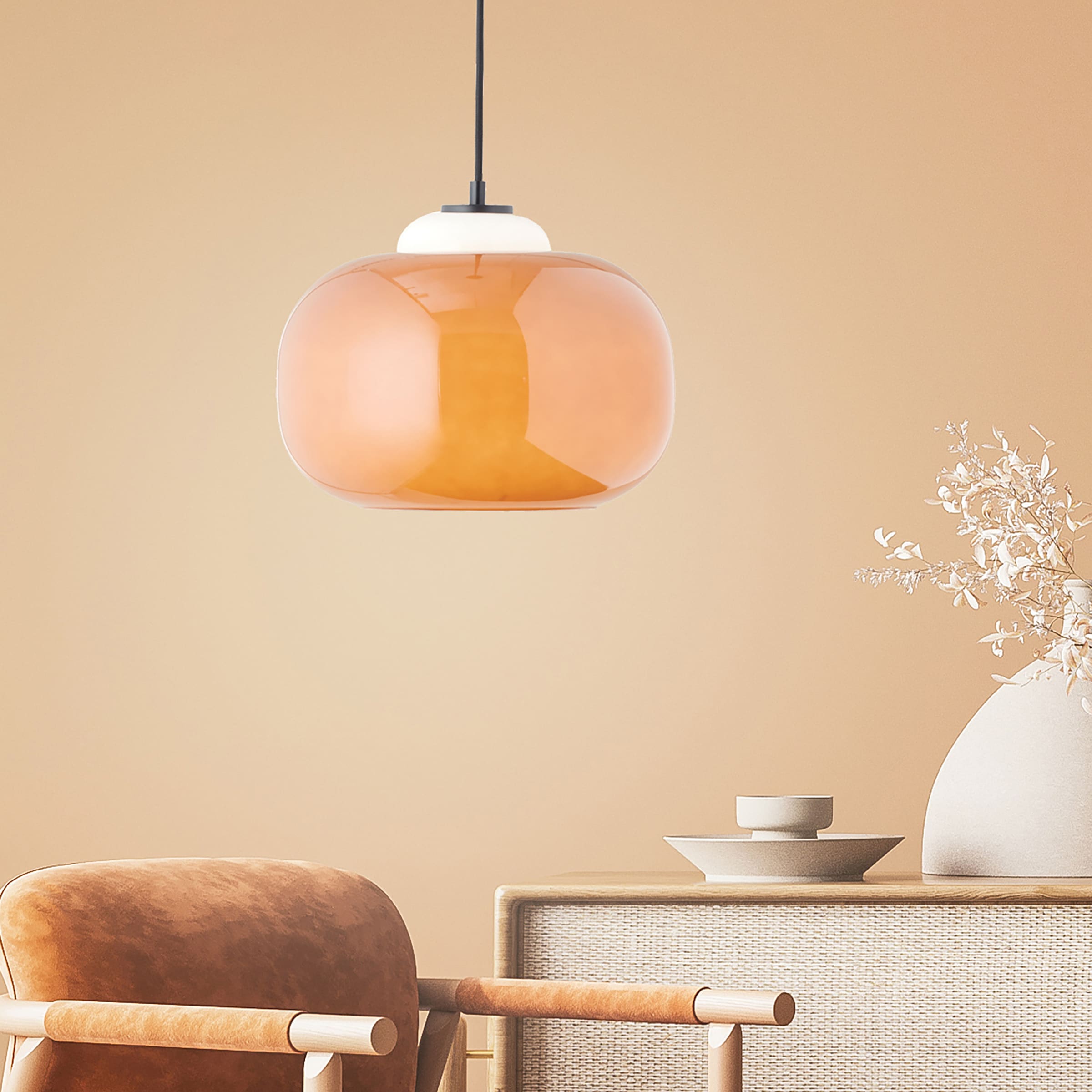 Brilliant Pendelleuchte »Blop«, 1 flammig, Leuchtmittel E27 | ohne Leuchtmittel, Höhe 128,5 cm, Ø 30 cm, E27, kürzbar, Glas/Metall