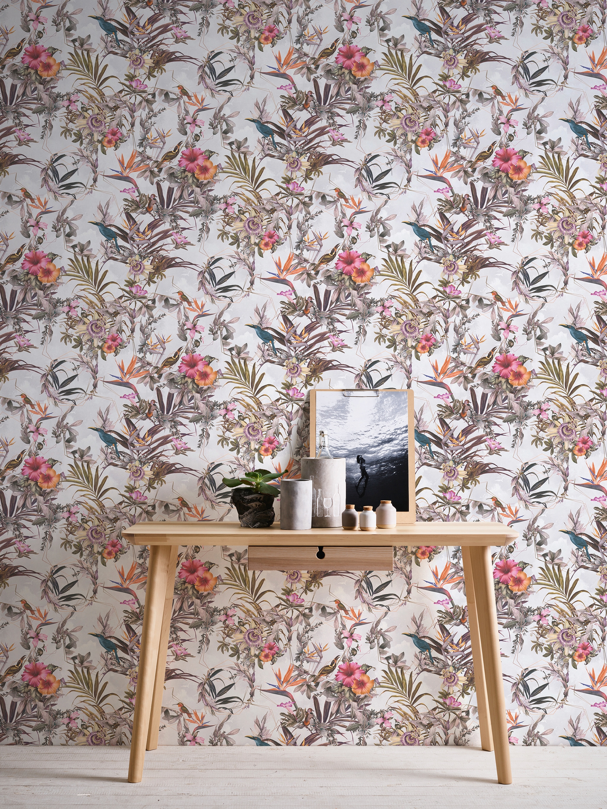 A.S. Création Vliestapete »Dream Flowery«, floral-botanisch-Wald, Vogeltapete Tapete Blumenoptik Tapeten Wohnzimmer Schlafzimmer Küche