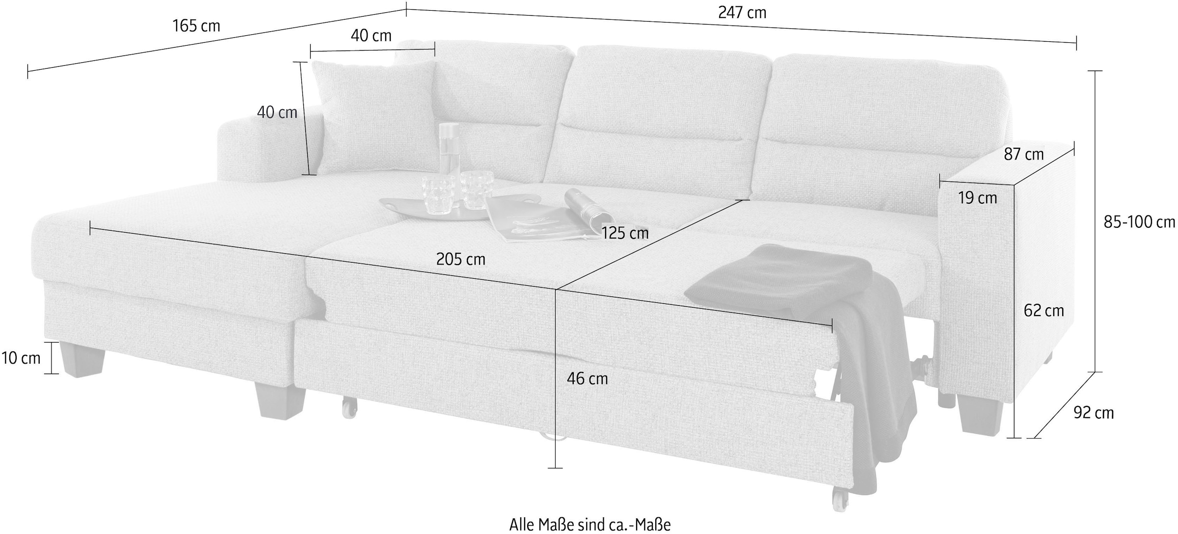 TRENDMANUFAKTUR Ecksofa »Chamber, zeitlos und modern, hoher Sitzkomfort, L-Form«, wahlweise mit Schlaffunktion