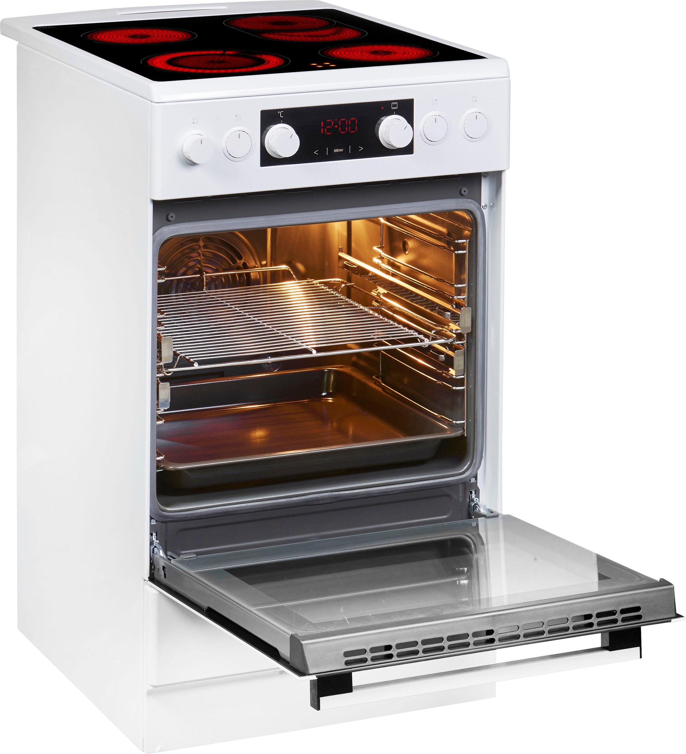 Amica Elektro-Standherd »5022CE3.33eEHTbDpHbScQa(W) SHC 904 100 W«, mit 2-fach-Teleskopauszug, Steam Clean, softClose