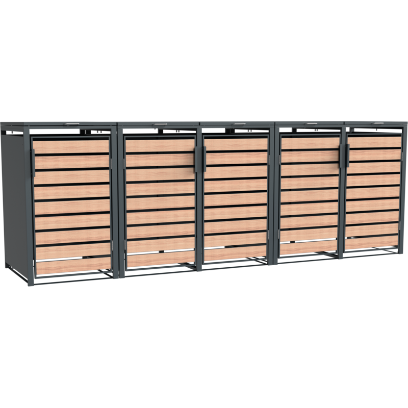 WESTMANN Mülltonnenbox »Lacina« Platz für 5 Mülltonnen je 240 L, BxHxT: 332x80x116 cm Holzoptik, braun