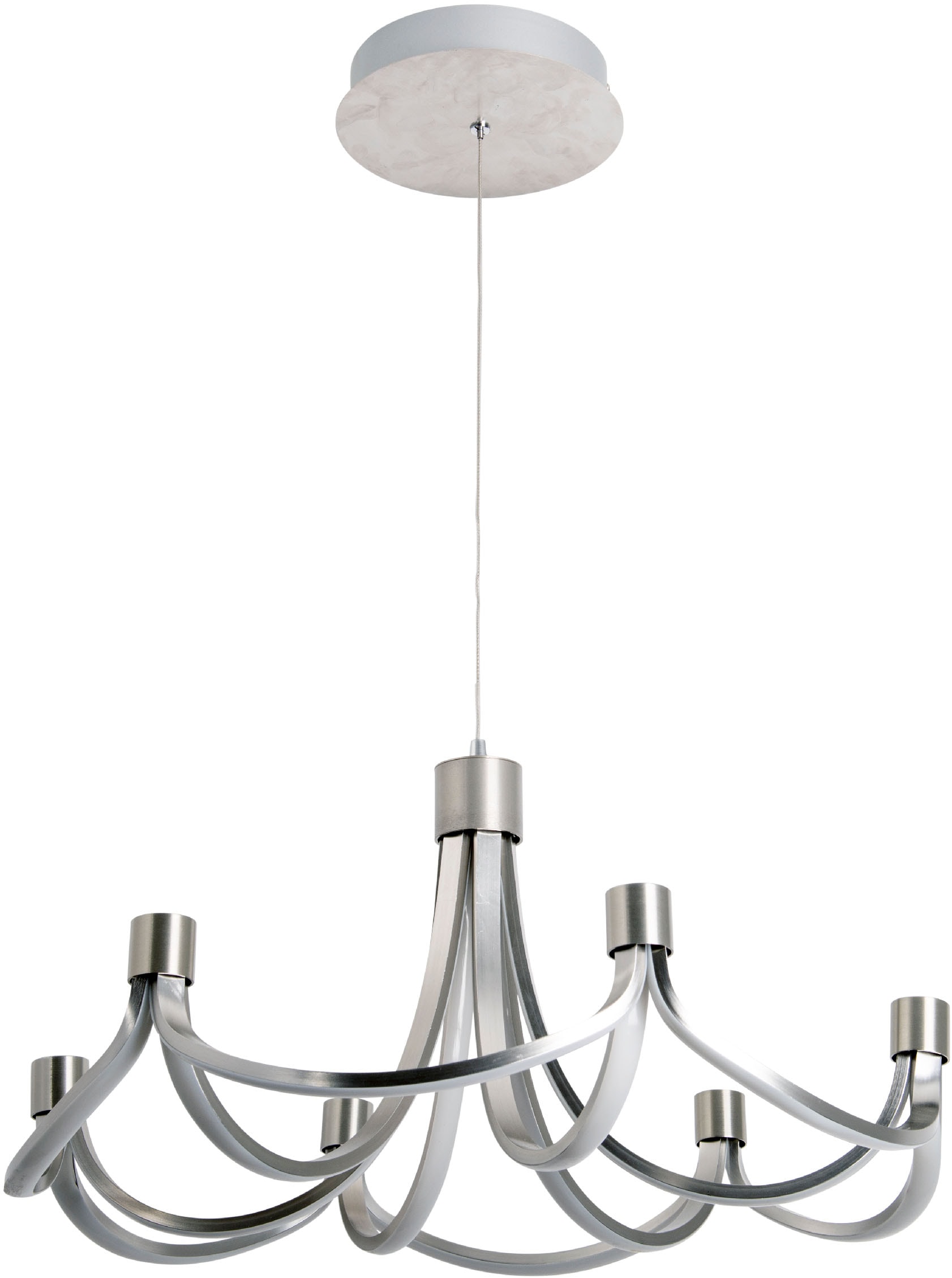 näve LED Pendelleuchte »Festos«, 1 flammig, Leuchtmittel LED-Modul | LED fest integriert, Kronleuchter, stufenweise dimmbar, satiniertes Metall, H: 150cm