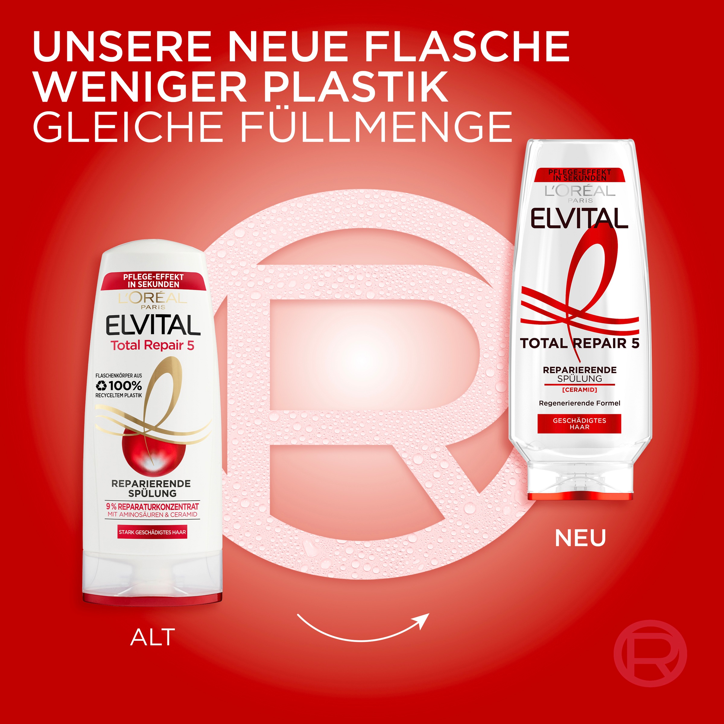 L'ORÉAL PARIS Haarshampoo »L'Oréal Paris Elvital Total Repair 5 Shampoo«, (Packung, 6 tlg.)