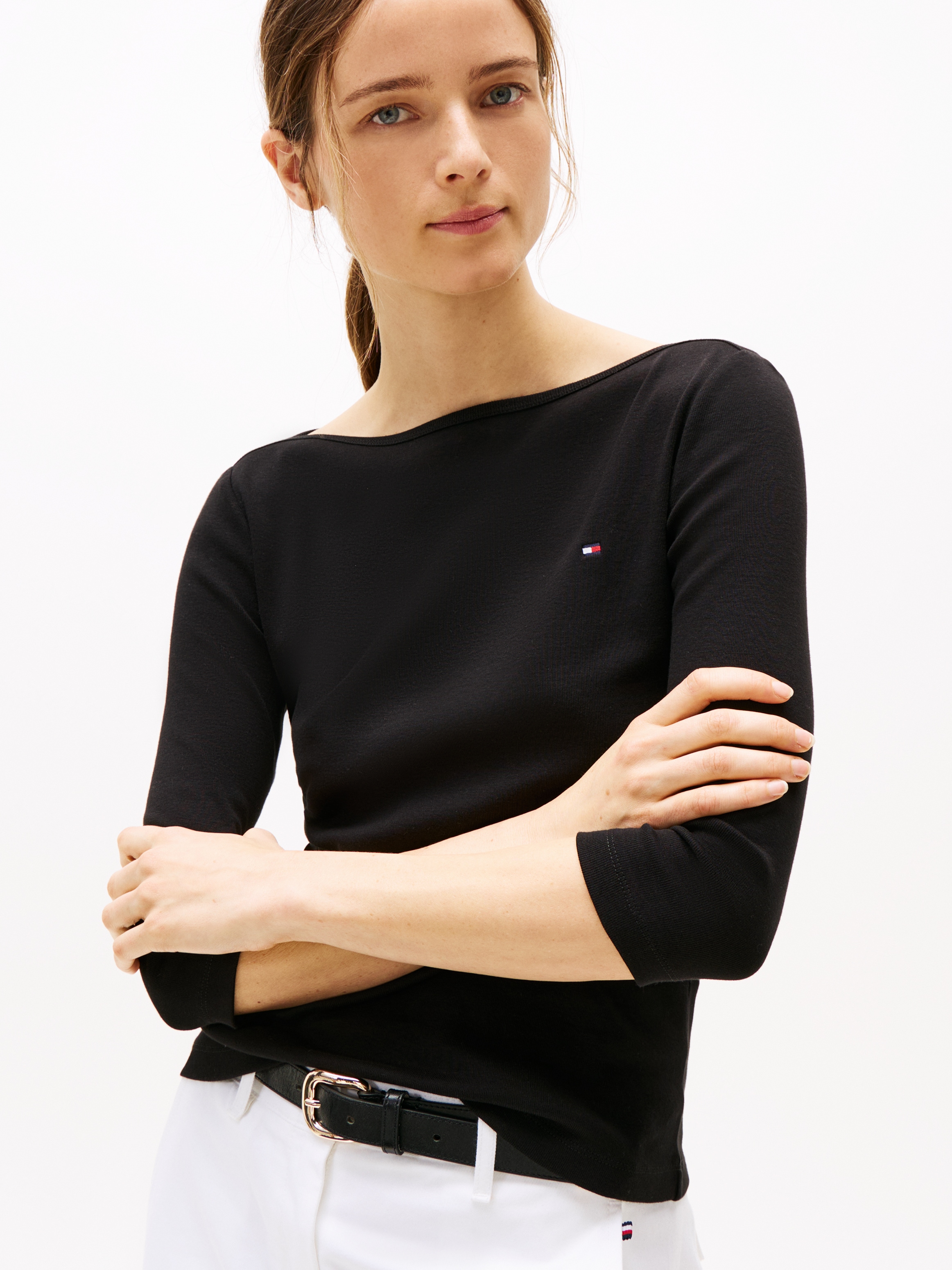 Tommy Hilfiger 3/4-Arm-Shirt »NEW CODY SLIM BOAT-NK 3/4SLV«, mit Logostickerei