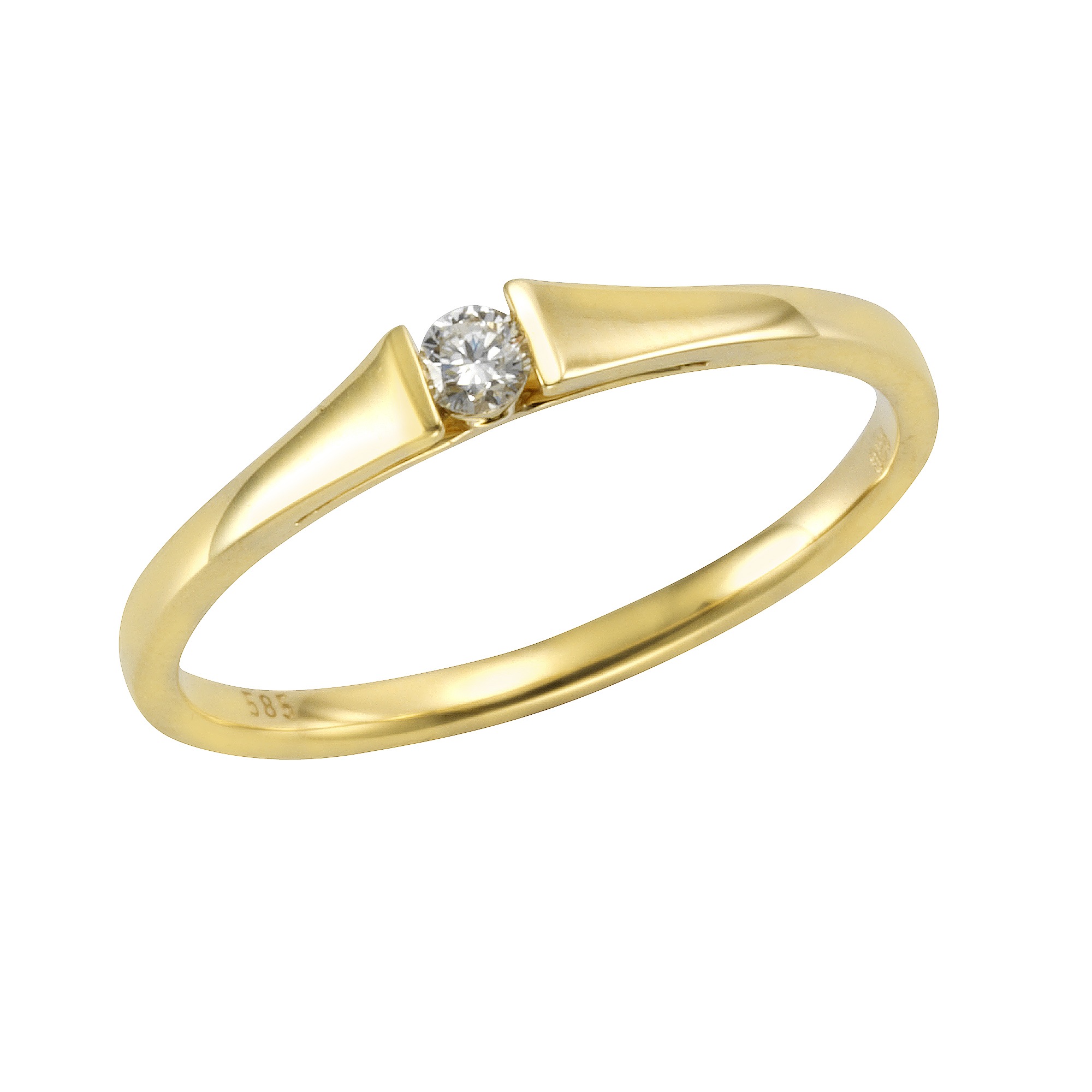 Fingerring „585 Gold Brillant 0,08ct.“ gelb + weiß 0,08 ct SI = kleine Einschlüsse 052 (16,6) – 0,08 ct SI = kleine Einschlüsse