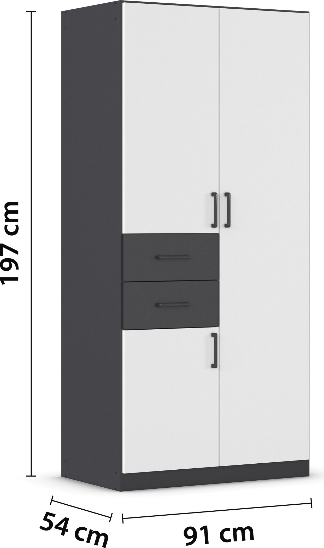 rauch Drehtürenschrank »Kleiderschrank Schrank Garderobe MAIKA mit Dekor-Front«, 2 Schubladen, in verschiedenen Breiten, Höhen, Farben, MADE IN GERMANY