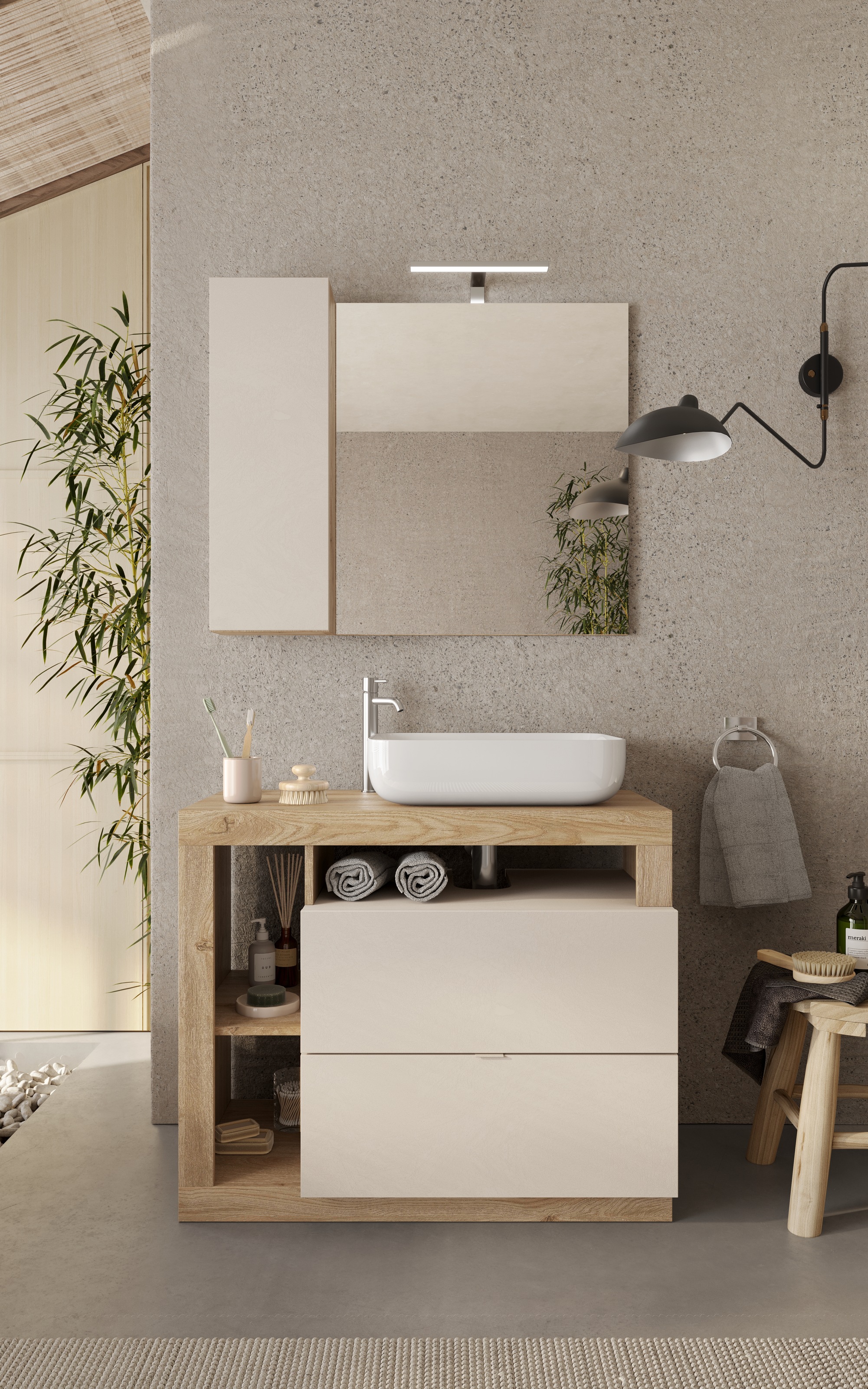 welltime Badmöbel-Set »Hamburg, Badezimmerset 2tlg. Breite 92 cm, Badmöbel, günstig online kaufen