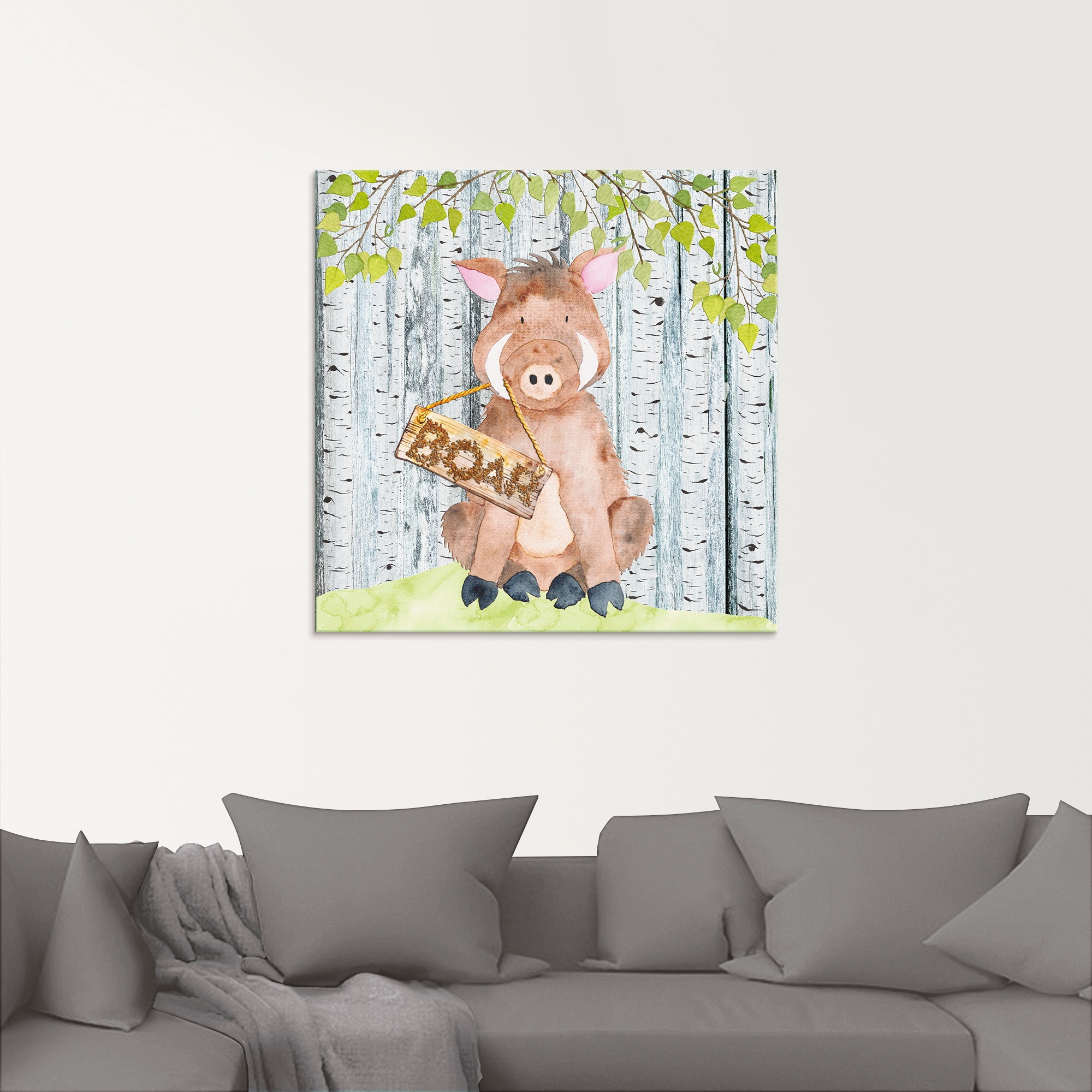Artland Glasbild »Waldfreunde- der wilde Eber«, Tiere, (1 St.), in verschiedenen Größen