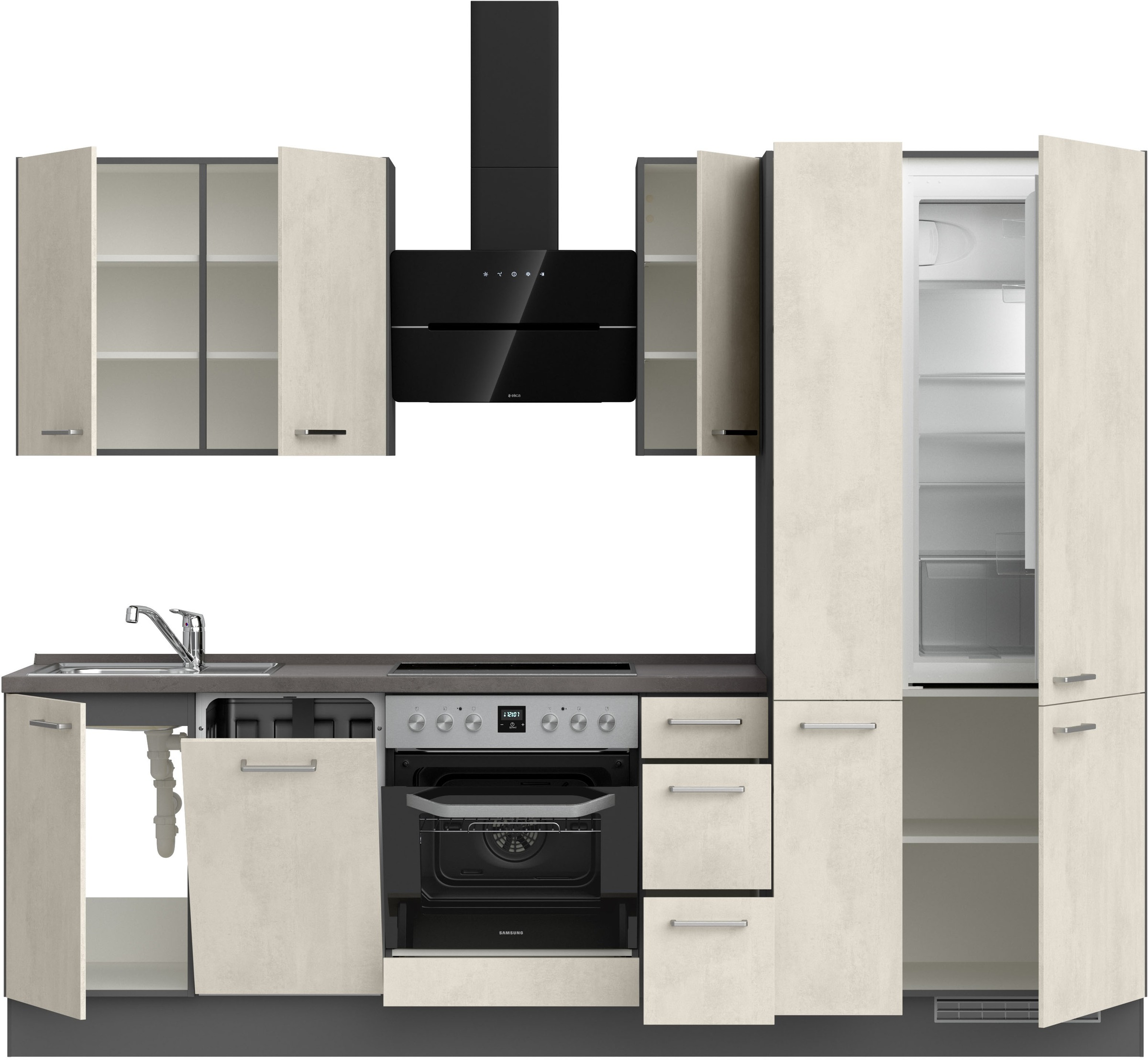 nobilia® Küchenzeile »"Riva II"«, vormontiert, Ausrichtung wählbar, Breite 270 cm, wahlw. mit E-Geräten