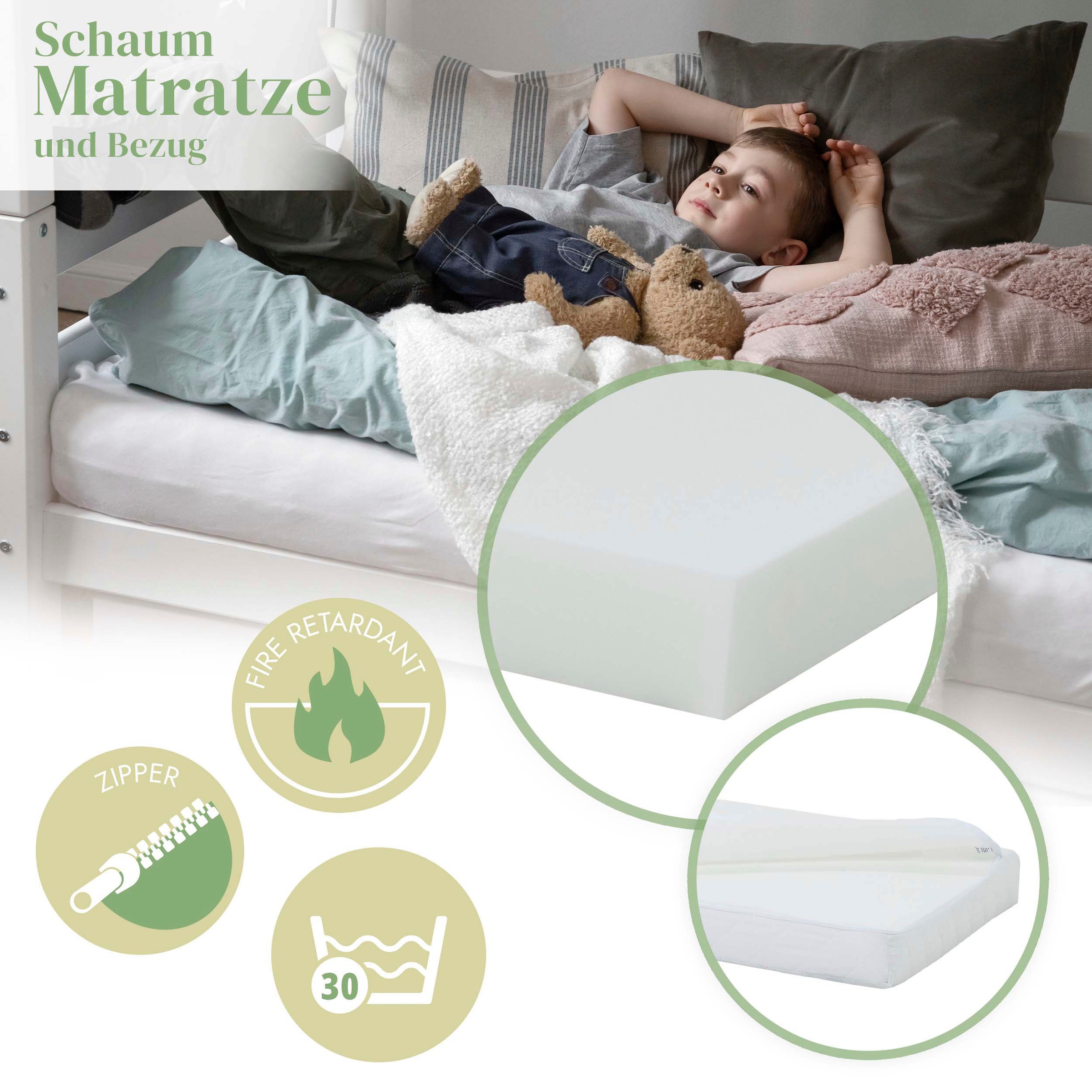 Hoppekids Spielbett »ECO COMFORT, Hochbett, in 2 Einzelbetten teilbar«, Höhe 72cm, Farbe & Größe & Matratze